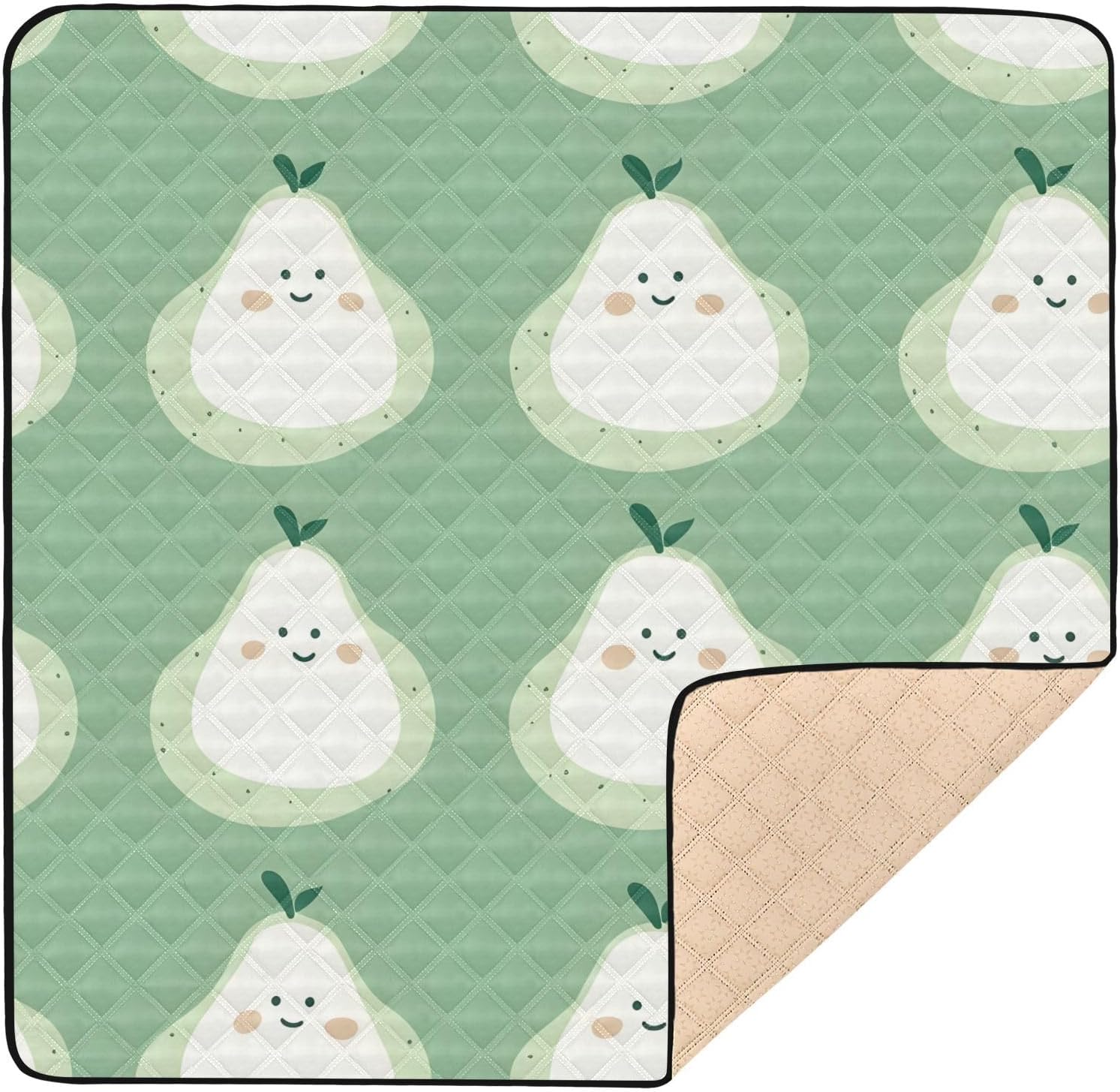 Doodle Cute Duck Pear Pattern Baby Play Mat, 50“ X 50” Washable Folding Crawling Mat, Baby Floor Mat, Soft, Thick, Non-Slip