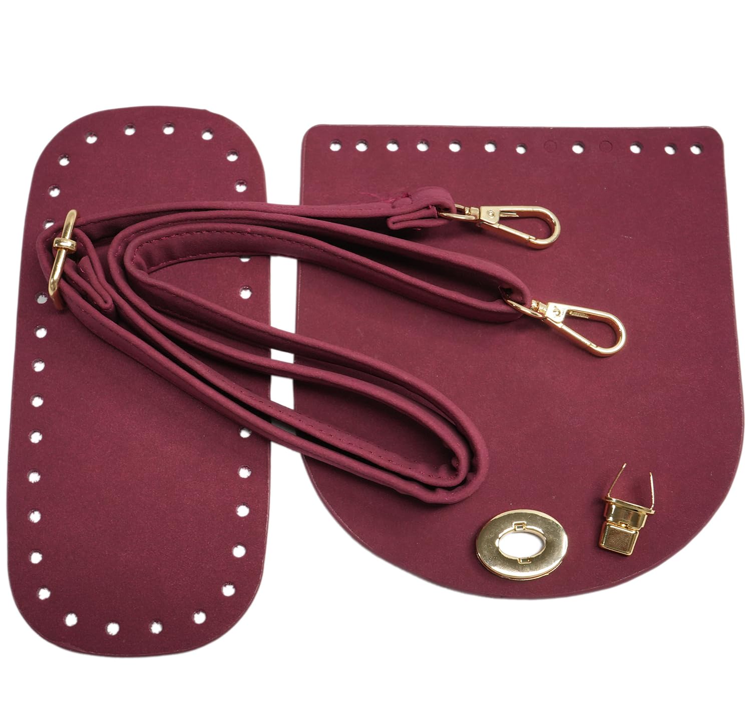 Kit de piel tejida a mano con base y correa para crear tu propio bolso rojo de bricolaje