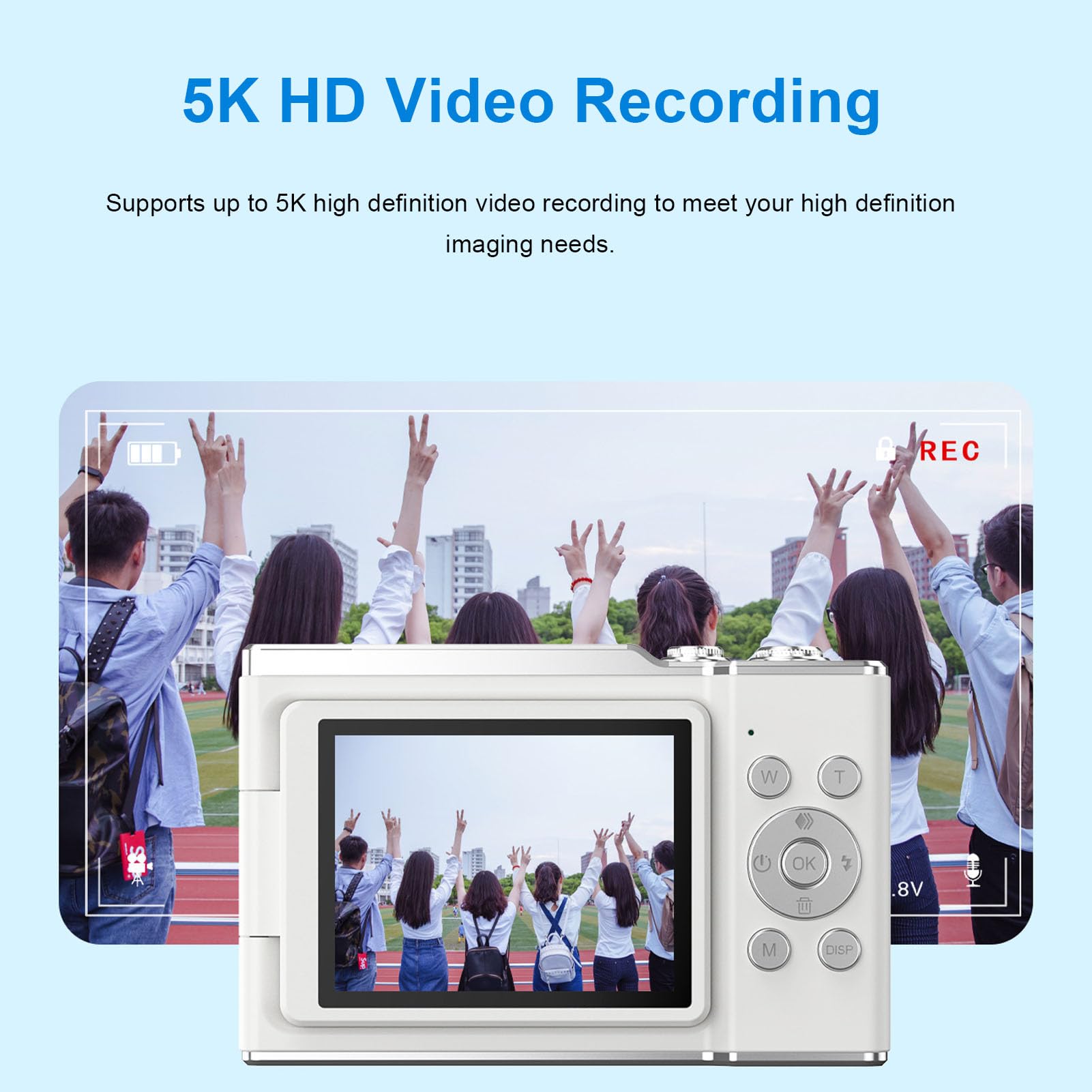 Jectse Fotocamera Digitale 5K, Fotocamera Mirrorless retrò con Messa a Fuoco Automatica HD da 72 MP e Zoom Digitale 16X con Schermo Ribaltabile da 2,88 Pollici, per Viaggi Fotografici