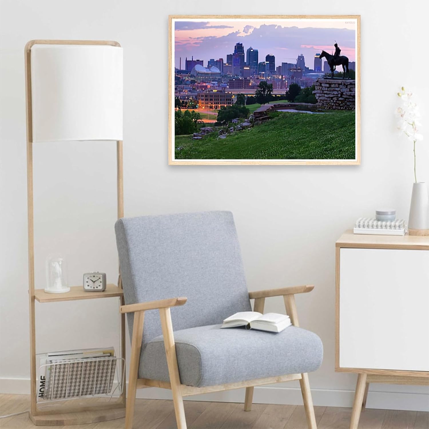 KAYEIUU Diamond Painting City View of Kansas City Missouri Skyline at Dawn During Golden Light from The Kansa for Adult Painting Kits Diamond Art Perfect for Home Wall Decor 12x16inch image 3