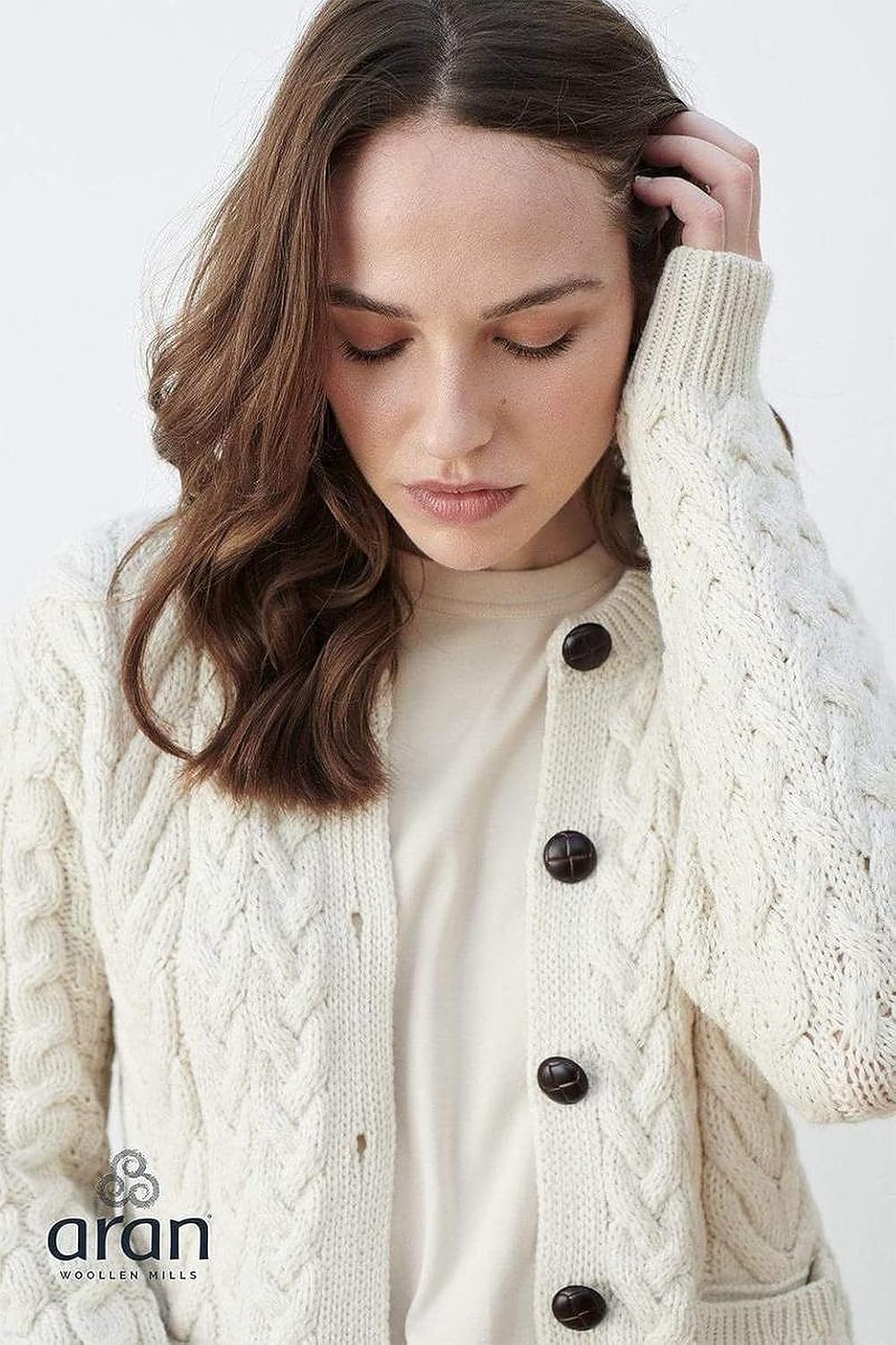 Irish Cardigan Sweater for Women Made in Ireland Supersoft Aran Merino Wool Lumber Jacket - Image 3