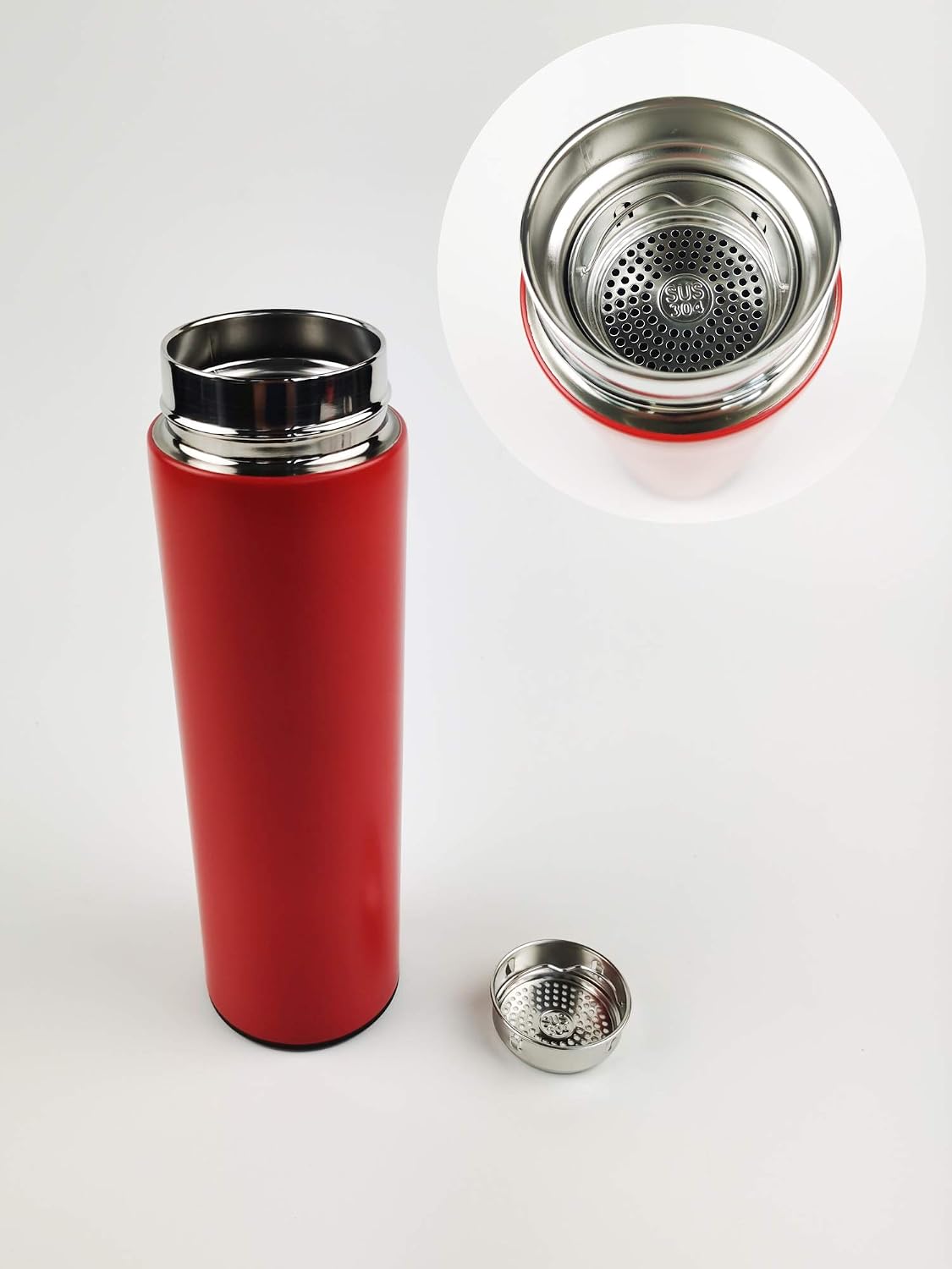 Personalized Stainless Steel 17oz Tea Infuser - Tea Label (Red)