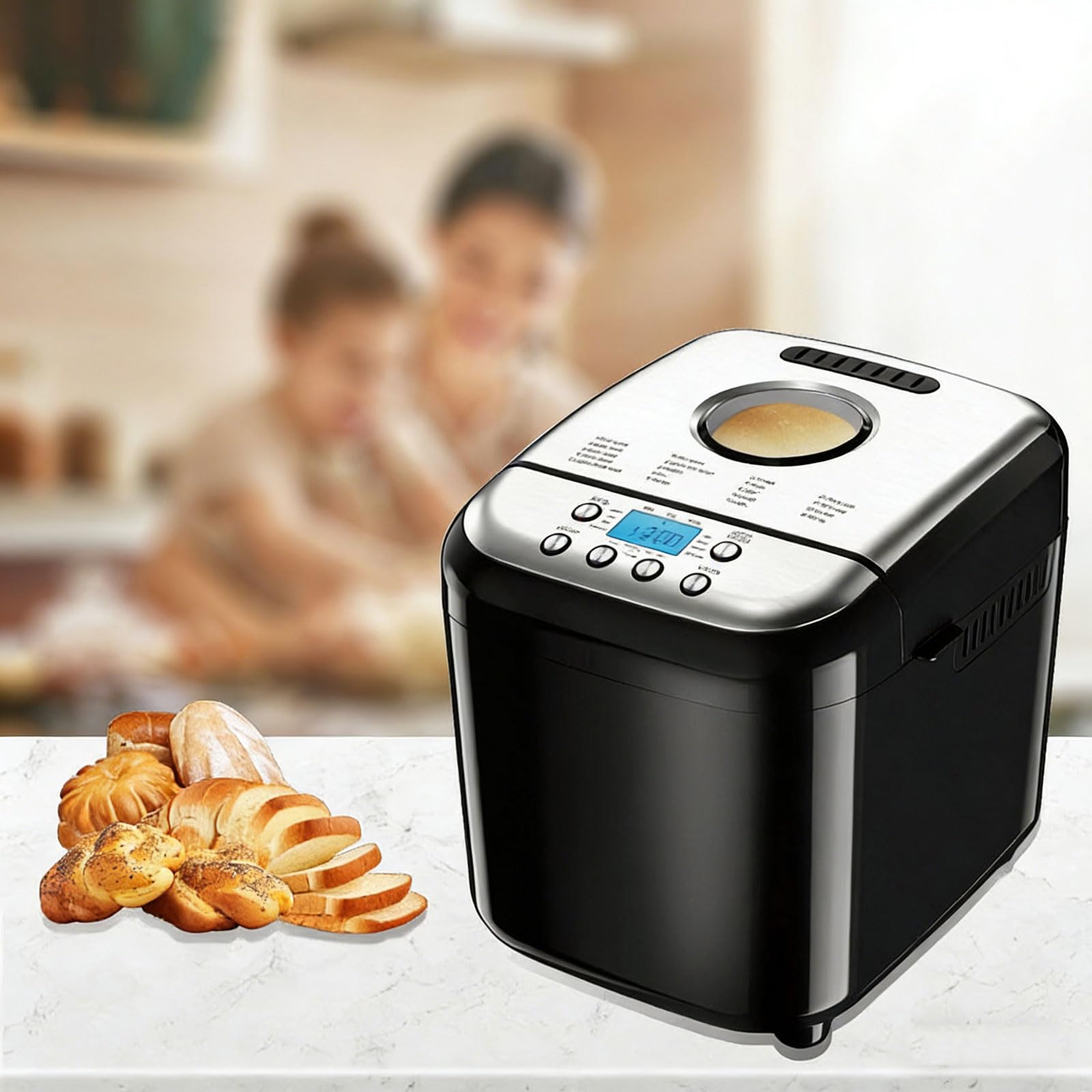 KJZQXYX 220v Bread Maker Machine, 2lb Capacity, 19 Programmable Settings/Delay Timer,for Gluten-Free, Sourdough,Pizza Dough Baking