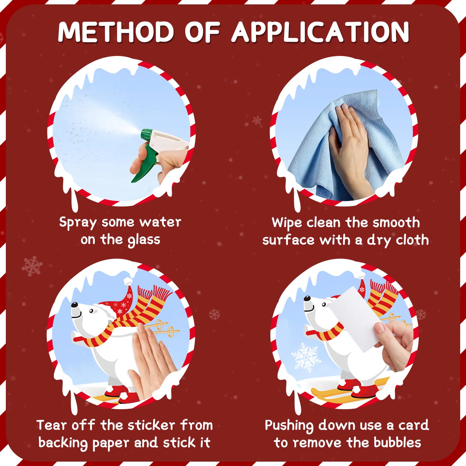 Christmas Window Stickers, 152 Pcs Reusable Window Clings Snowflake Decal - Image 3