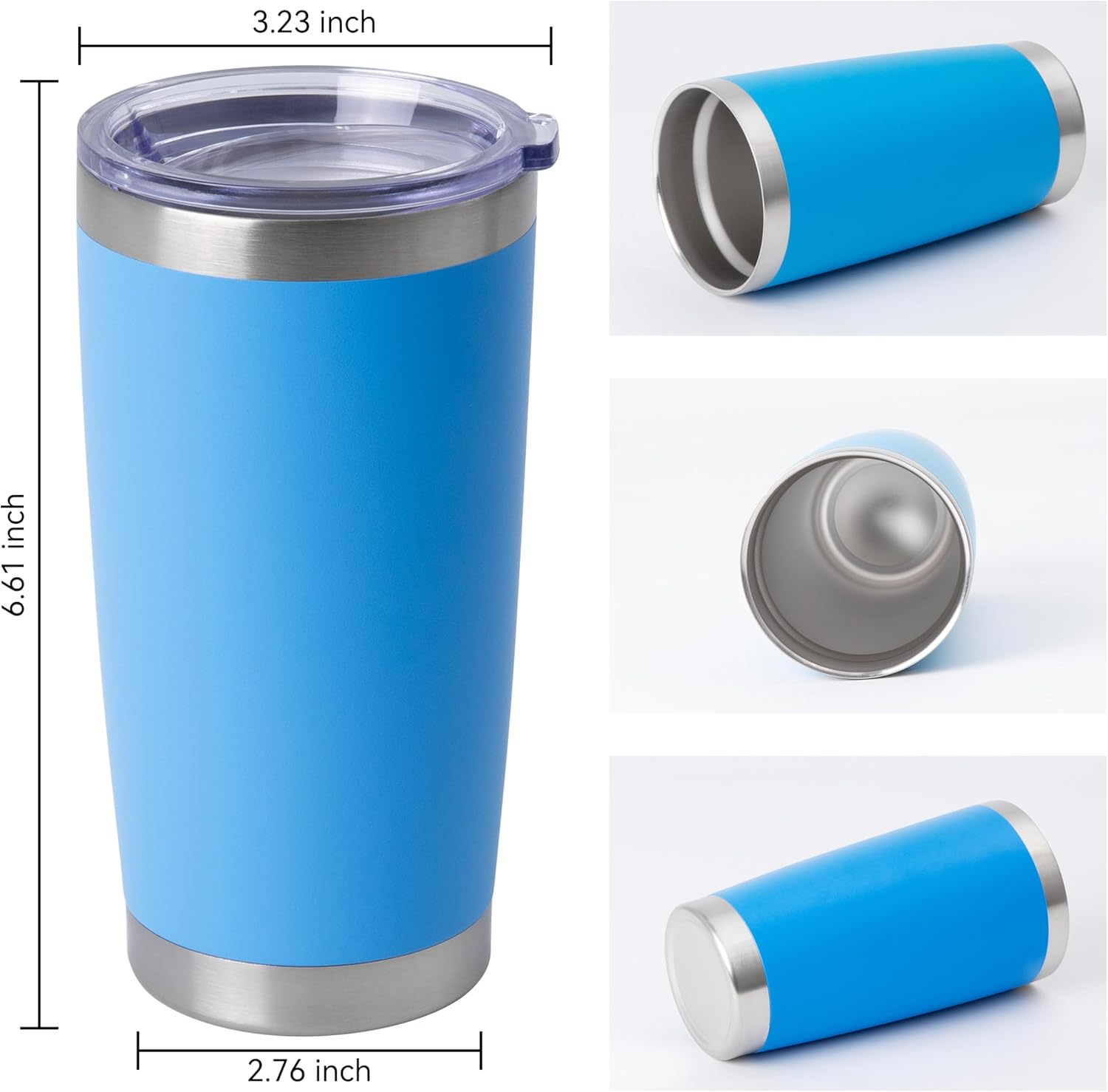 HASLE OUTFITTERS 20oz Stainless Steel Tumblers Bulk, Insulated Travel Cup with Lid, Double Wall Vacuum Coffee Mug for Cold & Hot Drinks 1 Pack, Royal Blue - Image 3