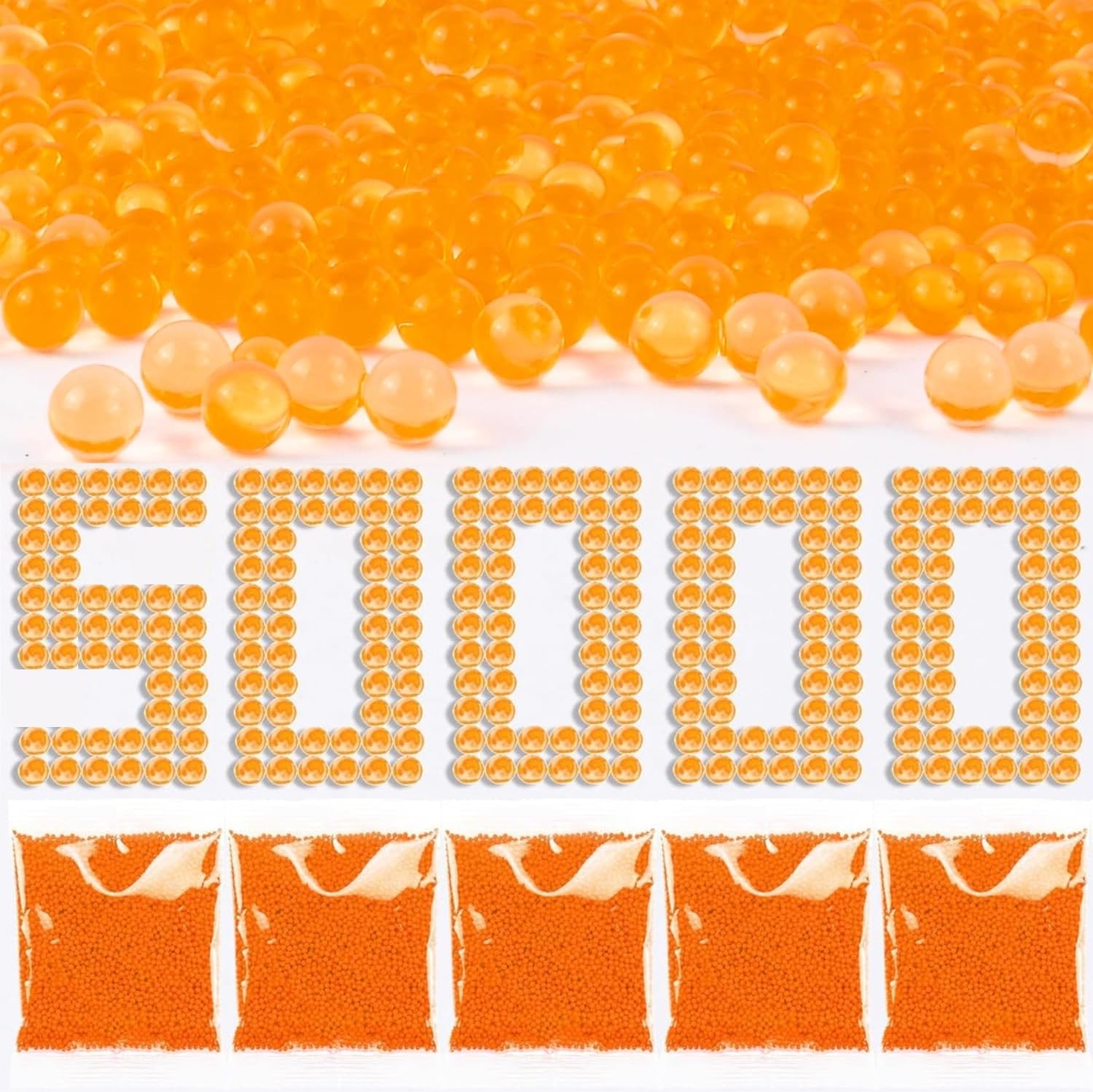 Ball Blaster Refill Ammo - 50 000 Rounds 7-8 mm 5 Packs - Splatter Bullets for Automatic Blaster