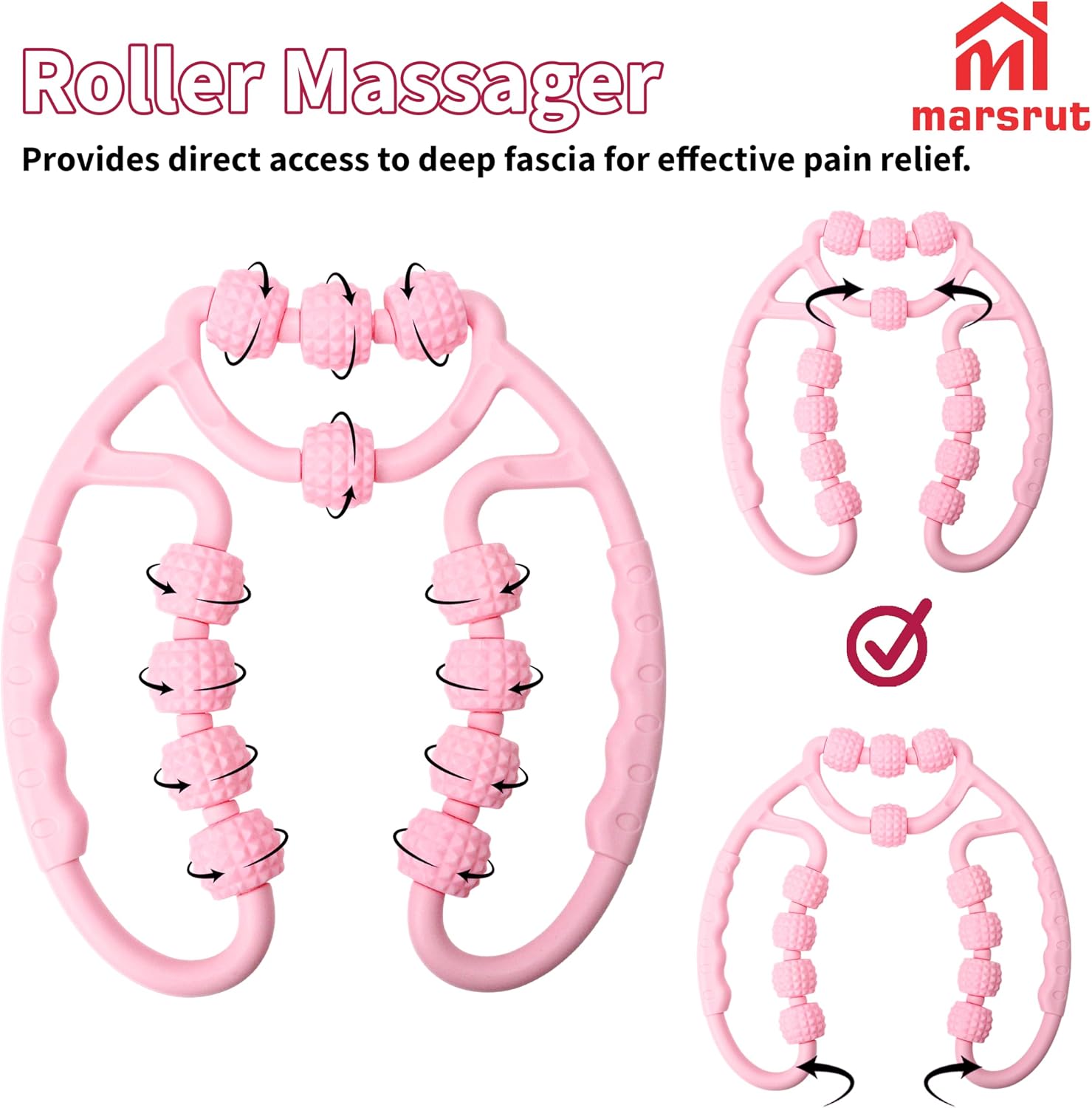 Cellulite Massage Roller, 12 Wheels Muscle Roller for Arm & Leg, Meridian Calf Ring Tool Stick with Circular Clamp, for Lymphatic Drainage, Anti-Cellulite Body Sculpting, Thigh Waist Foot Wrist Relief