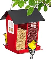 Veehoo 2-in-1 Hanging Bird Feeder for Cardinals Finches - Metal Thistle Nyjer Mixed Seed Feeder, Weatherproof Outdoor Garden Balcony