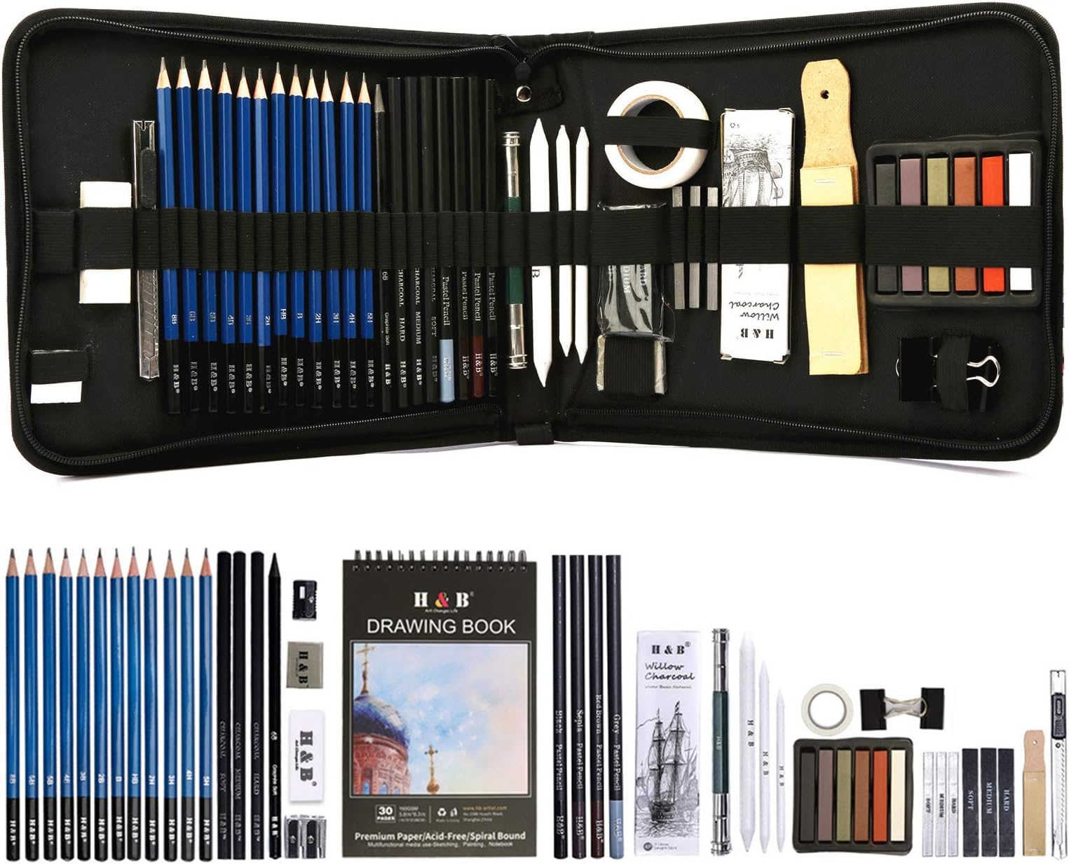 Cozii Drawing Pencils Set, 51 Pack Professional Sketch Pencil Set, Art