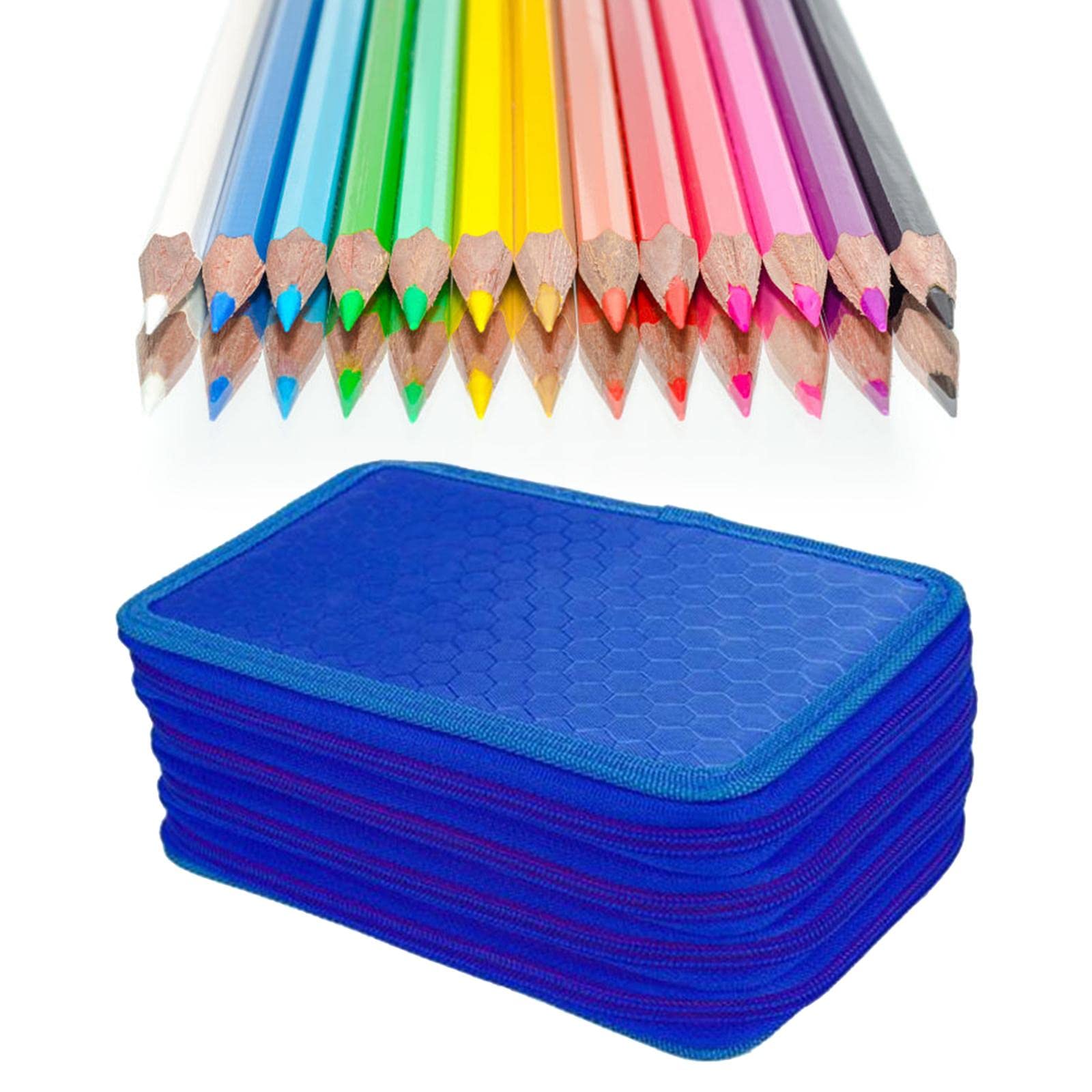 Federmäppchen mit 72 Fächern für Aquarellstifte, Marker, Jungen, Mädchen, Kunstbedarf, blau, 72 Löcher, Stil B, 3 Set (72 Loch Tasche, Stil B), Style B
