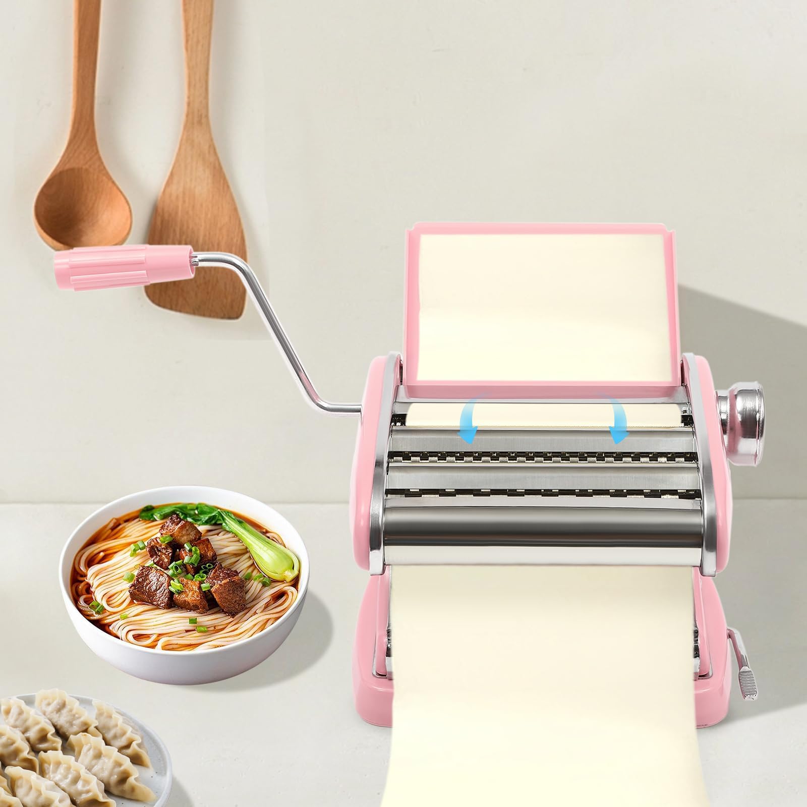 Macchina Per La Pasta Manuale In Acciaio Inox, Con 6 Impostazioni Spessore Regolabili E 3 Larghezze Per Spaghetti, Fettuccine, Lasagne