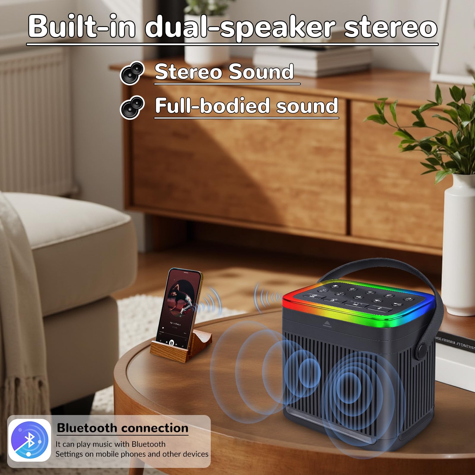 Geräusch-Maschine mit weißem Rauschen, tragbare Geräusch-Maschinen mit 7 Farben, Nachtlichtern, 70 beruhigende Geräusche, Bluetooth-Lautsprecher, Speicherfunktion, braunes Rauschen für Babys, Kinder