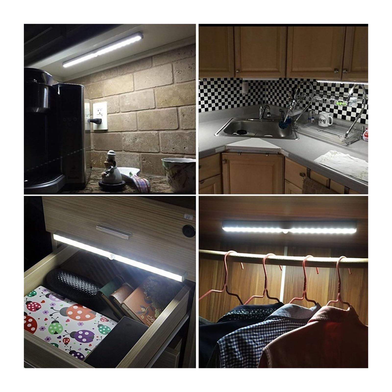 Unterschrank Leuchten 20leds Motion Sensor LED Unter Schrank Licht Led Starren Streifen Bar Wand Lampe Küche Kleiderschrank Notfall Nacht(Warm White)