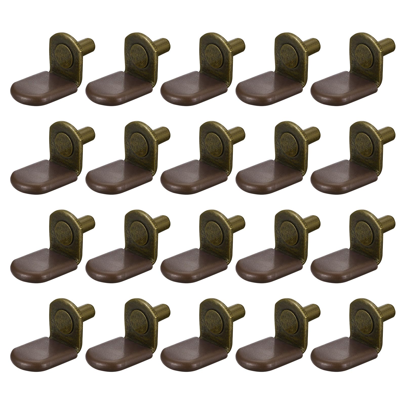 sourcing map Shelf Support Pegs, 40pcs 5mm(1/5") L-Shaped Support Bracket Pegs Shelf Pin with Rubber Sleeve for Furniture Shelves Supplies, Bronze Tone