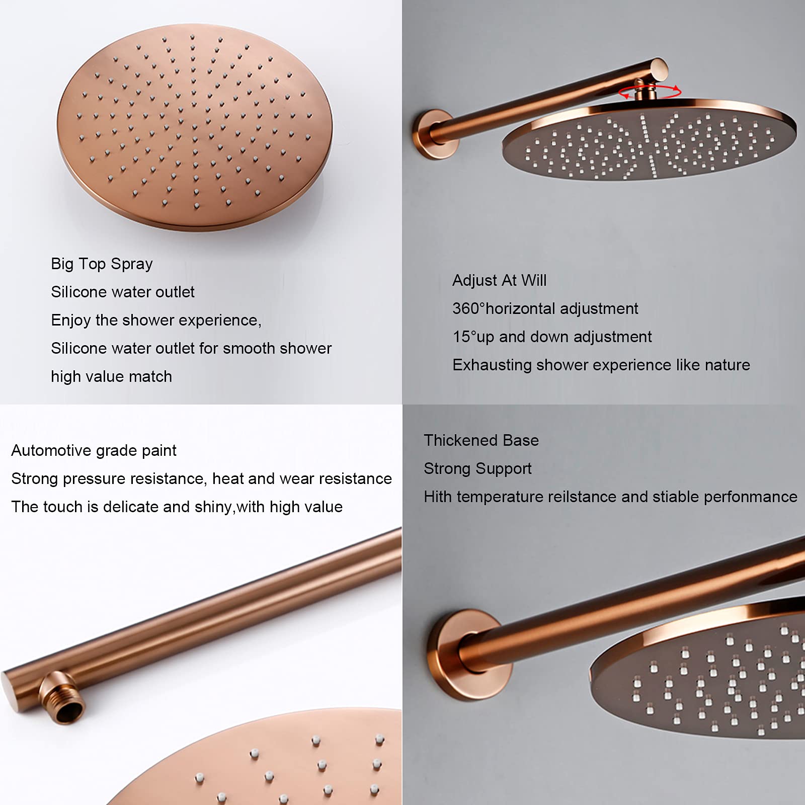 della Doccia Casetta con Doccia Nascosta Set con spruzzatore Portatile e Set Combo Doccia per Doccia a Pioggia Rotonda Set Singola Vasca idrimaletta e Fredda e Kit di Rivestimento per la Doccia, Oro