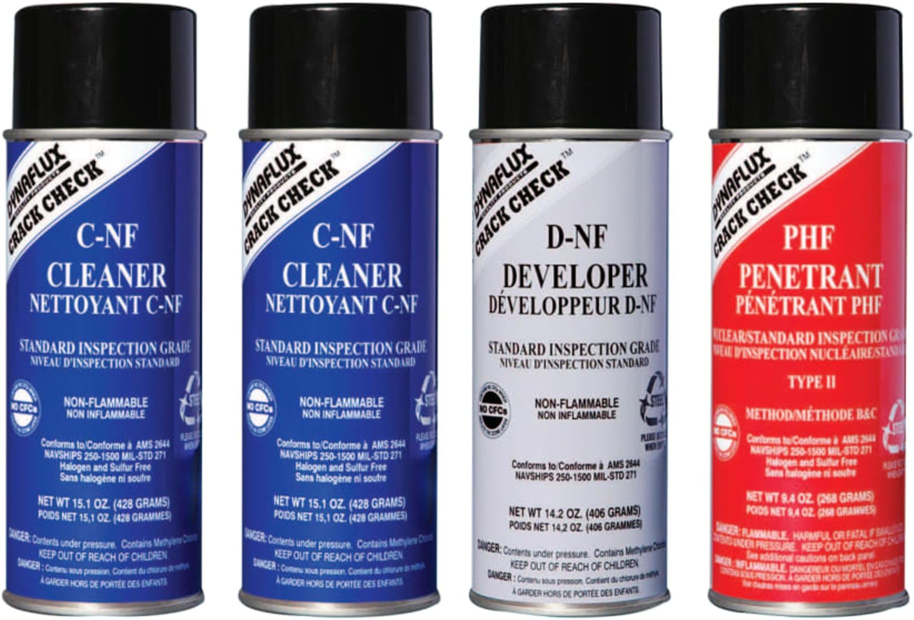 DF315KIT-S Crack Detection KIT and Components NONFLAMABLE NDT KIT, Four 16 Ounce CANS (MOQ=1, PKG Qty=1)