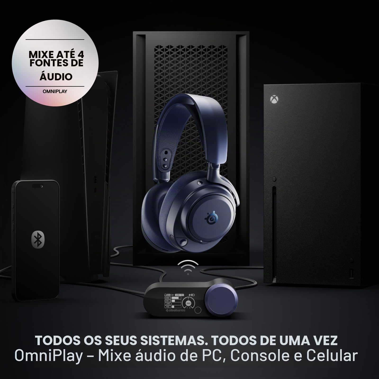 SteelSeries Arctis Nova Pro Omni Wireless, Midnight Blue, com ANC
