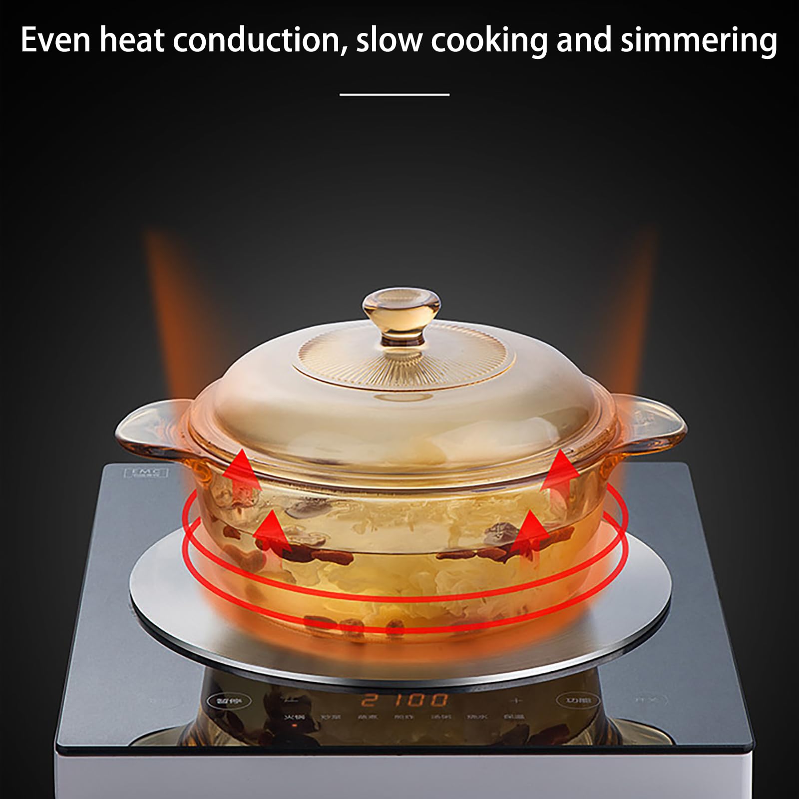 RoseFlower Adattatore Induzione 28cm/11'', Piastra Convertitore per Piano Cottura a Induzione in Acciaio Inossidabile, Piastra Diffusore di Calore con Manico Rimovibile