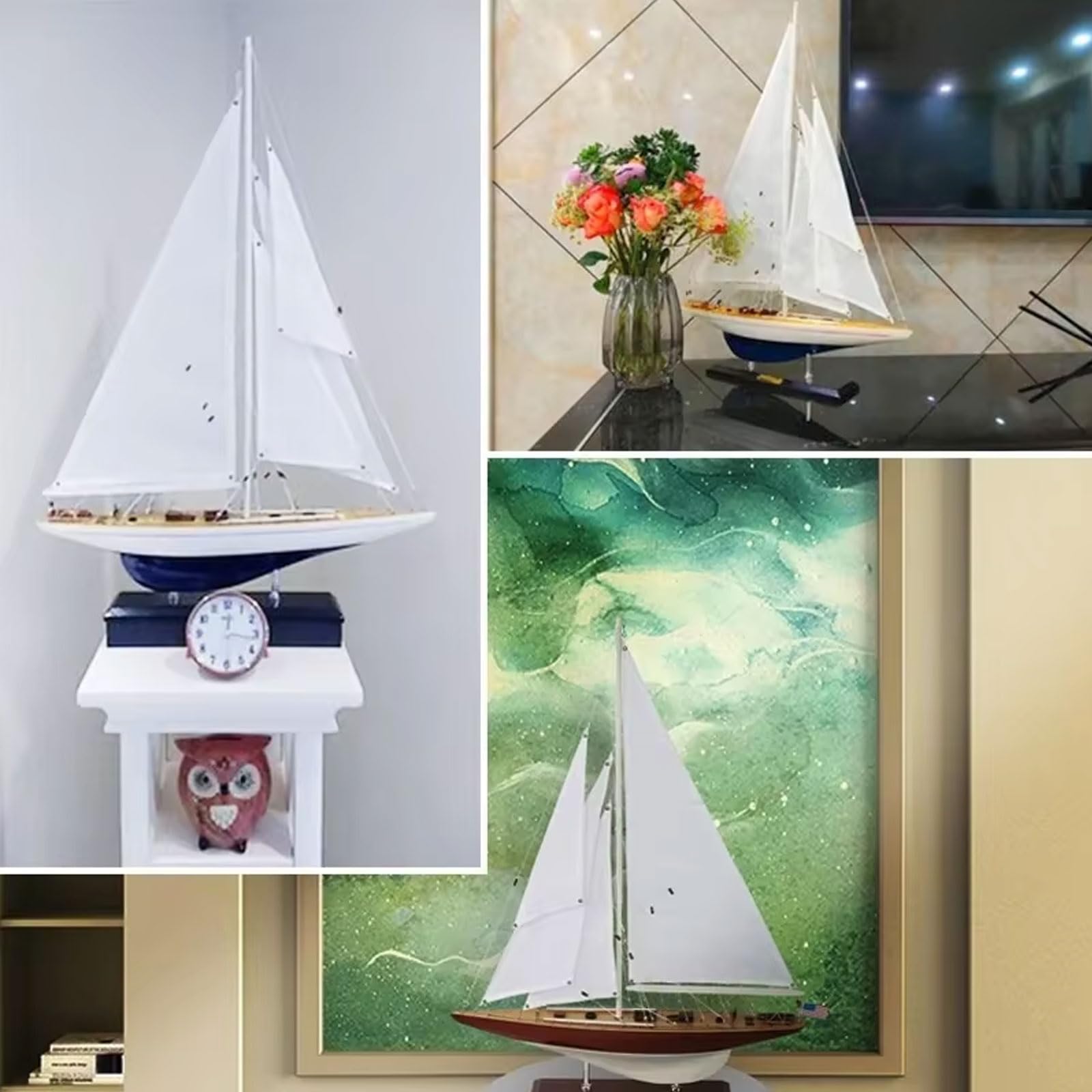 YLME Modellino di Veliero A Un Albero Simulazione di Barca A Vela in Legno Decorazioni Artigianali in Legno Moderne Decorazioni Nautiche Artigianali Decorazioni Creative per La Scrivania,B