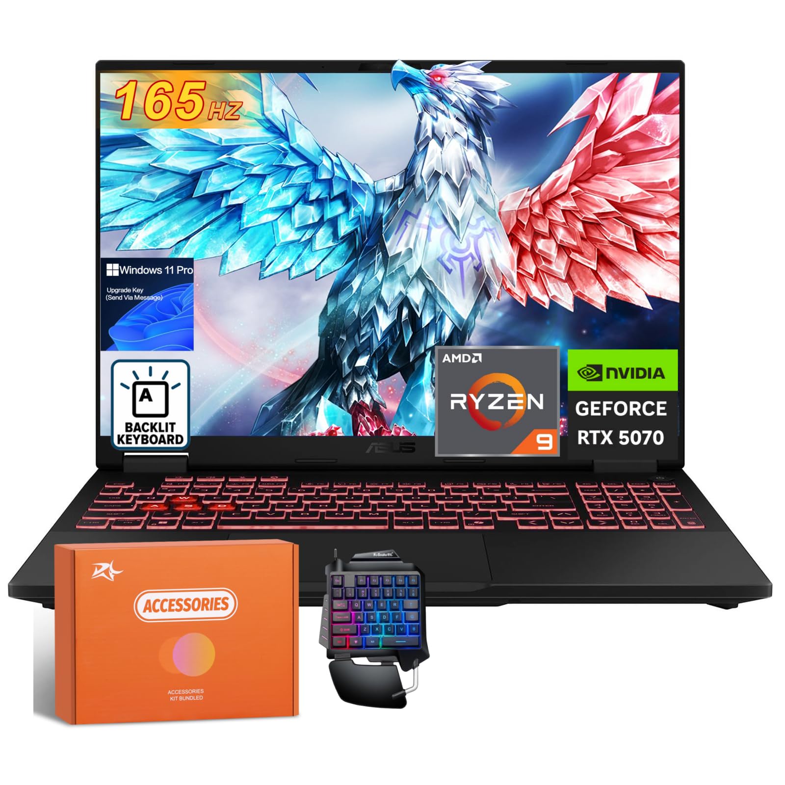 ASUS TUF A16 2025 Gaming Laptop, AMD Ryzen 9 270, NVIDIA GeForce RTX 5070, 16-inch 165 Hz 300Nits Display, 64 GB DDR5, 4 TB SSD, Ethernet Card,