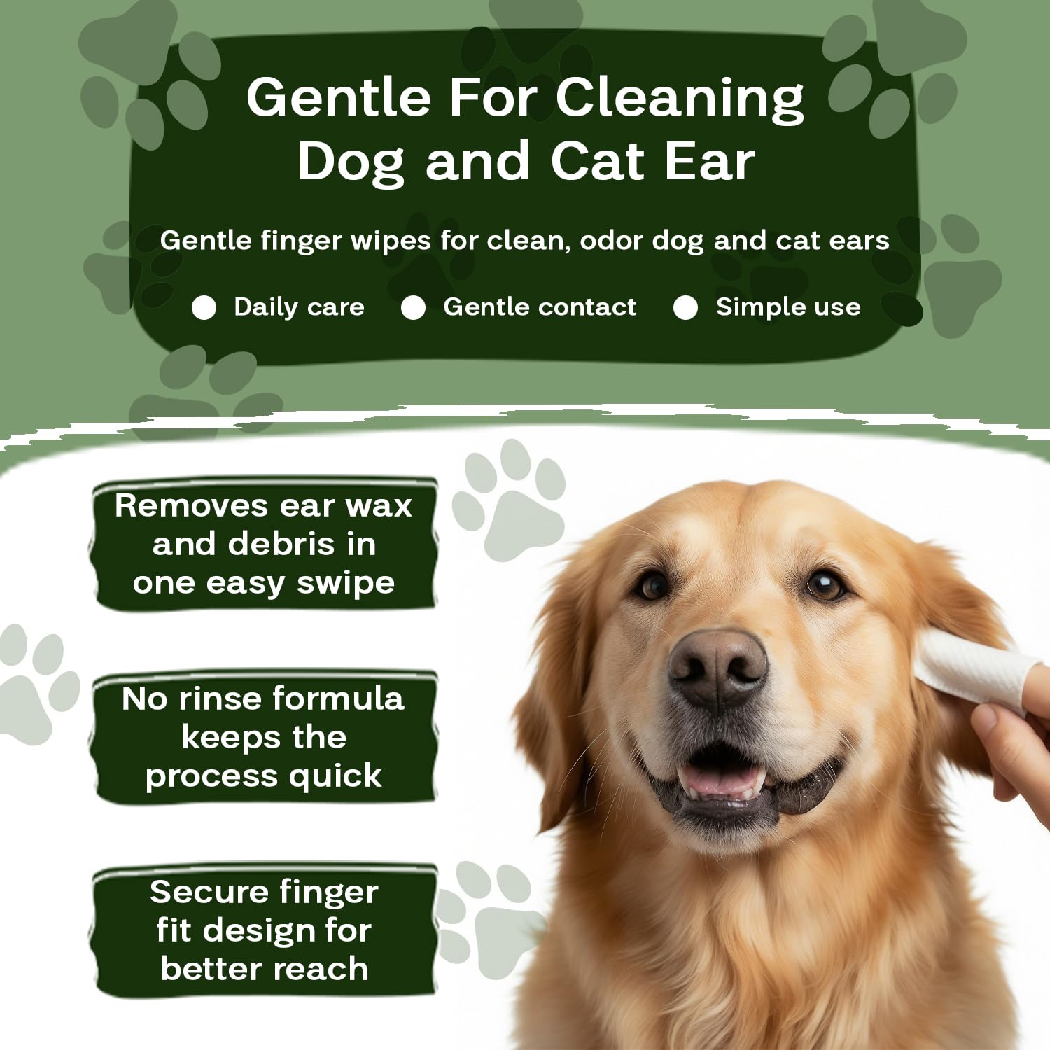 Dog Ear Wipes & Cat Ear Cleaner – Ear Wipes for Dogs, Cat Ear Wipes, Gentle Dog Ear Cleaning Wipes Remove Wax, Dirt & Odor, No-Rinse Ear Care (Coconut) - image 2