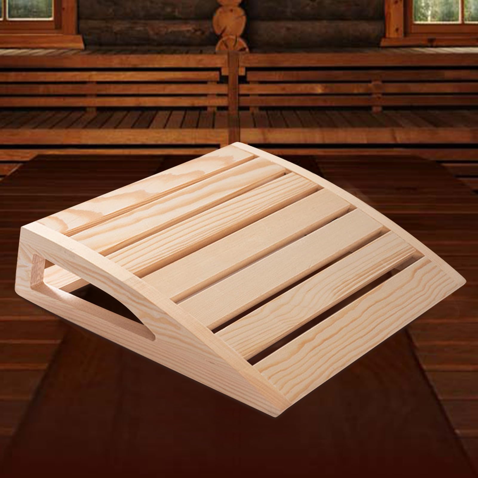 Reposacabezas de Madera para Sauna 38x31x7cm Transpirable A Prueba de Humedad Diseño Ergonómico