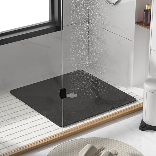 Miniatura 59 de HITSLAM Tapete de ducha cuadrado, tapete de baño antideslizante de 24 x 24 pulgadas para bañera, tapete de bañera de PVC suave con agujeros