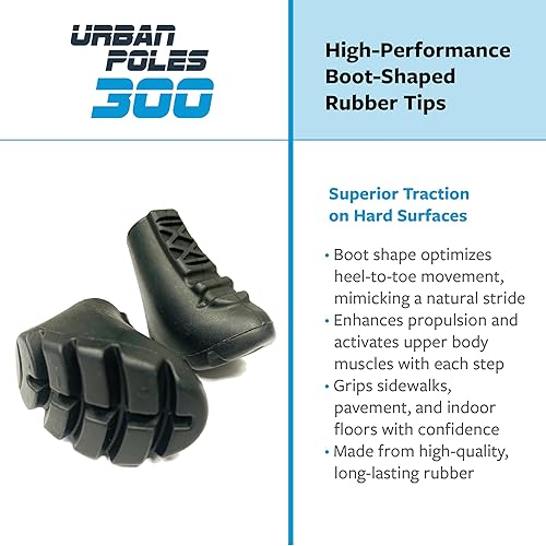Miniatura 6 de Urban Poling Urban Poles Series 300  Fitness Edition, azul y plata, 1 par  para usuarios de 4 pies 2 pulgadas  6 pies 2 pulgadas  Bastones nórdicos