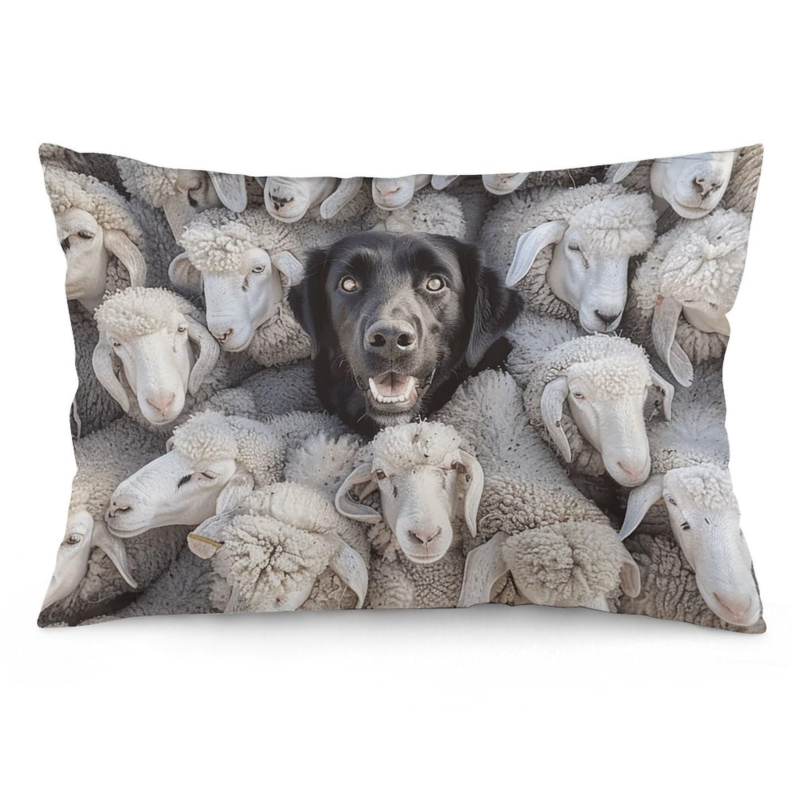 2 Pack Pillow Cases for Hair and Skin, Soft Breathable Pillow Case Covers with Hidden Zipper, Sheep and Dogs Pillowcase 16 "x24 Pillow Covers for Sleeping Gift