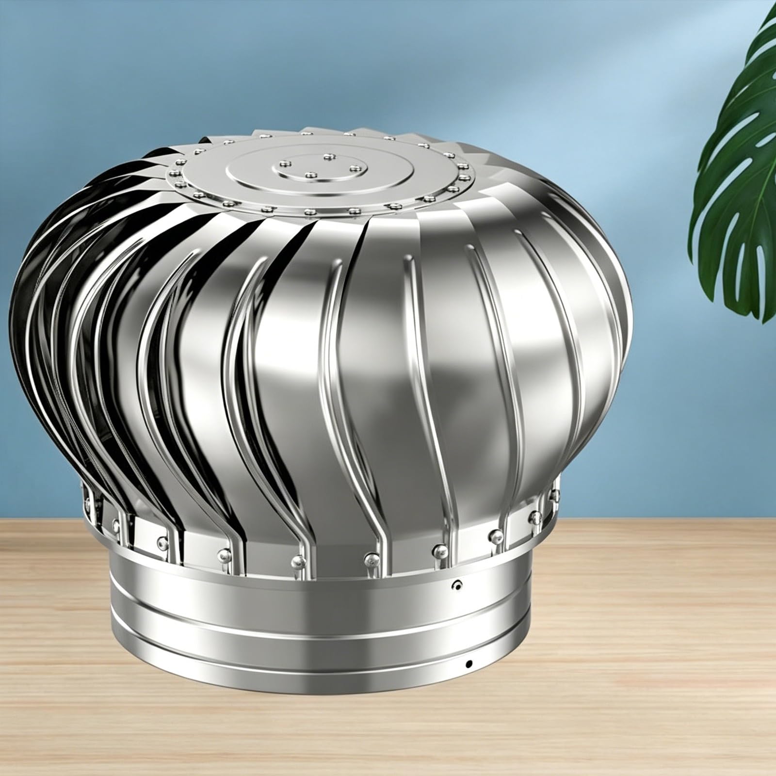 Roof Vent Cap Attic Fan, Non Power Wind Turbines Roof Ventilator, Round Rotation, Internally Braced, for Houses Factory Attic(350mm/14in)