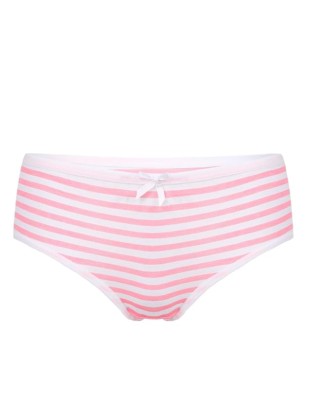 Womens Hipster Navy Style Stripe Underwear Cotton Hipster Panties Regular Knickers Briefs Panties Shrimp Red One Size
