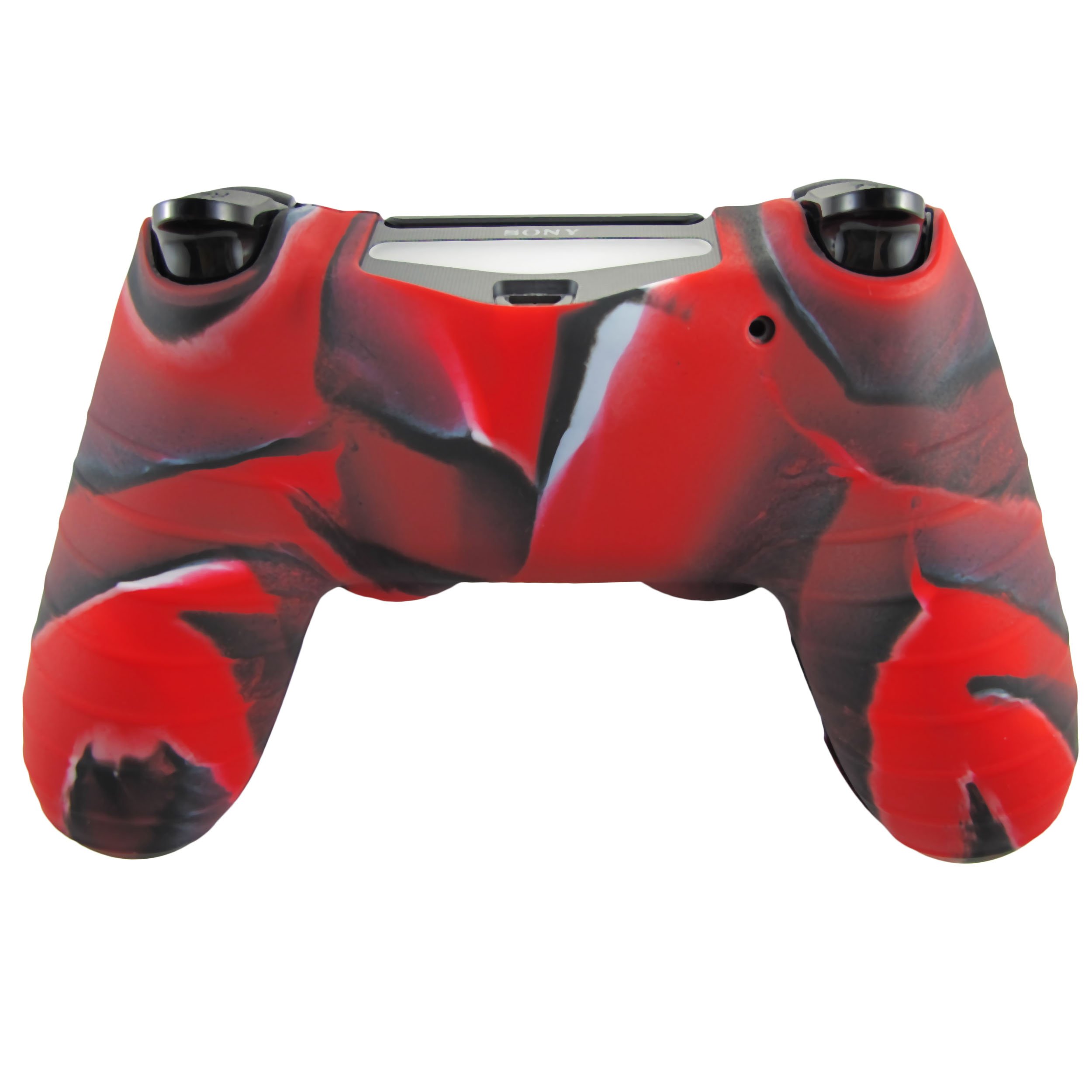 Pandaren® silicone skin for PS4/ SLIM/ PRO controller x 3 + thumb grip x 6 (camouflage red blue green) — view 3