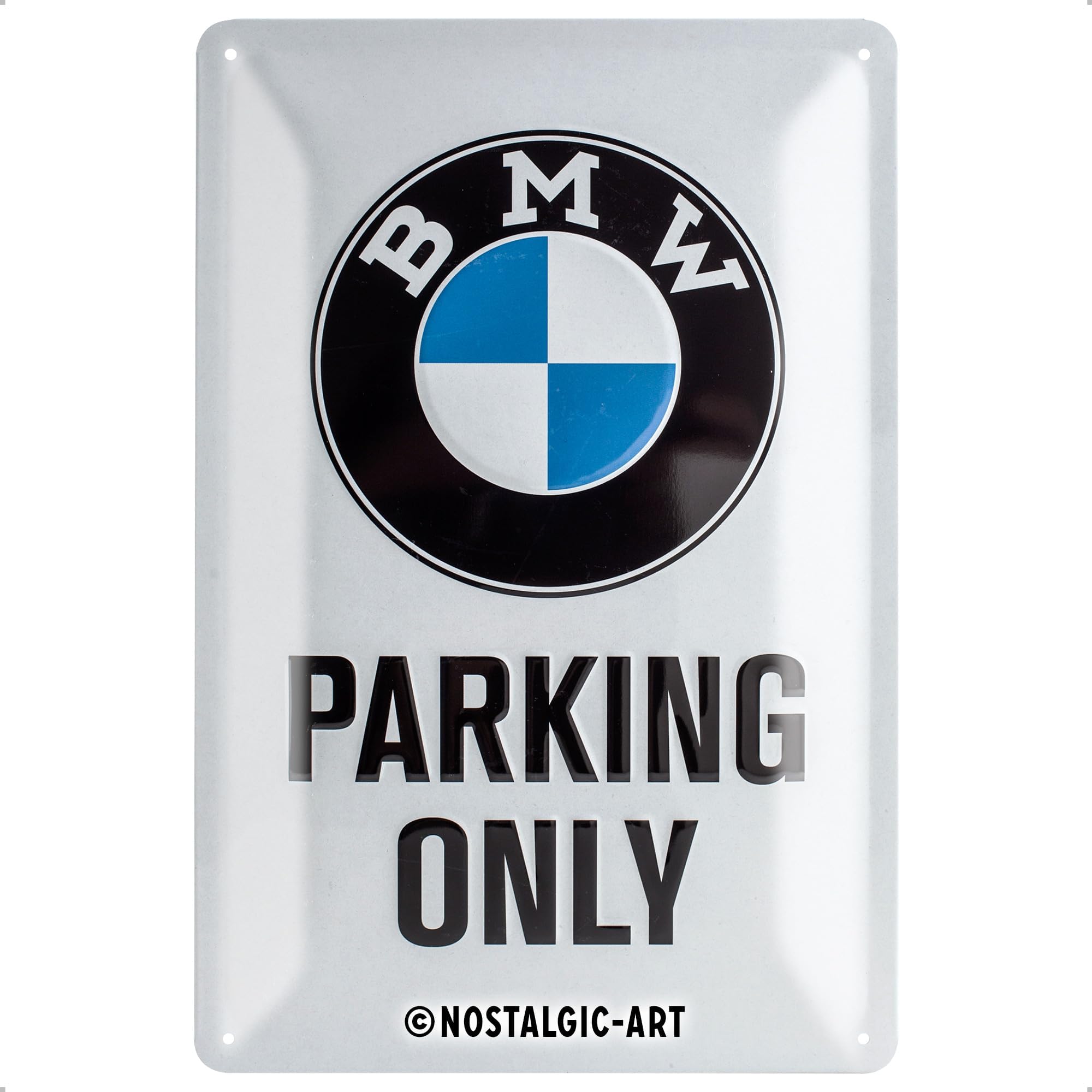 Nostalgic-Art BMW - Parking Only White - Gift idea for car accessoires fansRetro Tin SignMetal PlaqueVintage design for decoration20 x 30 cm