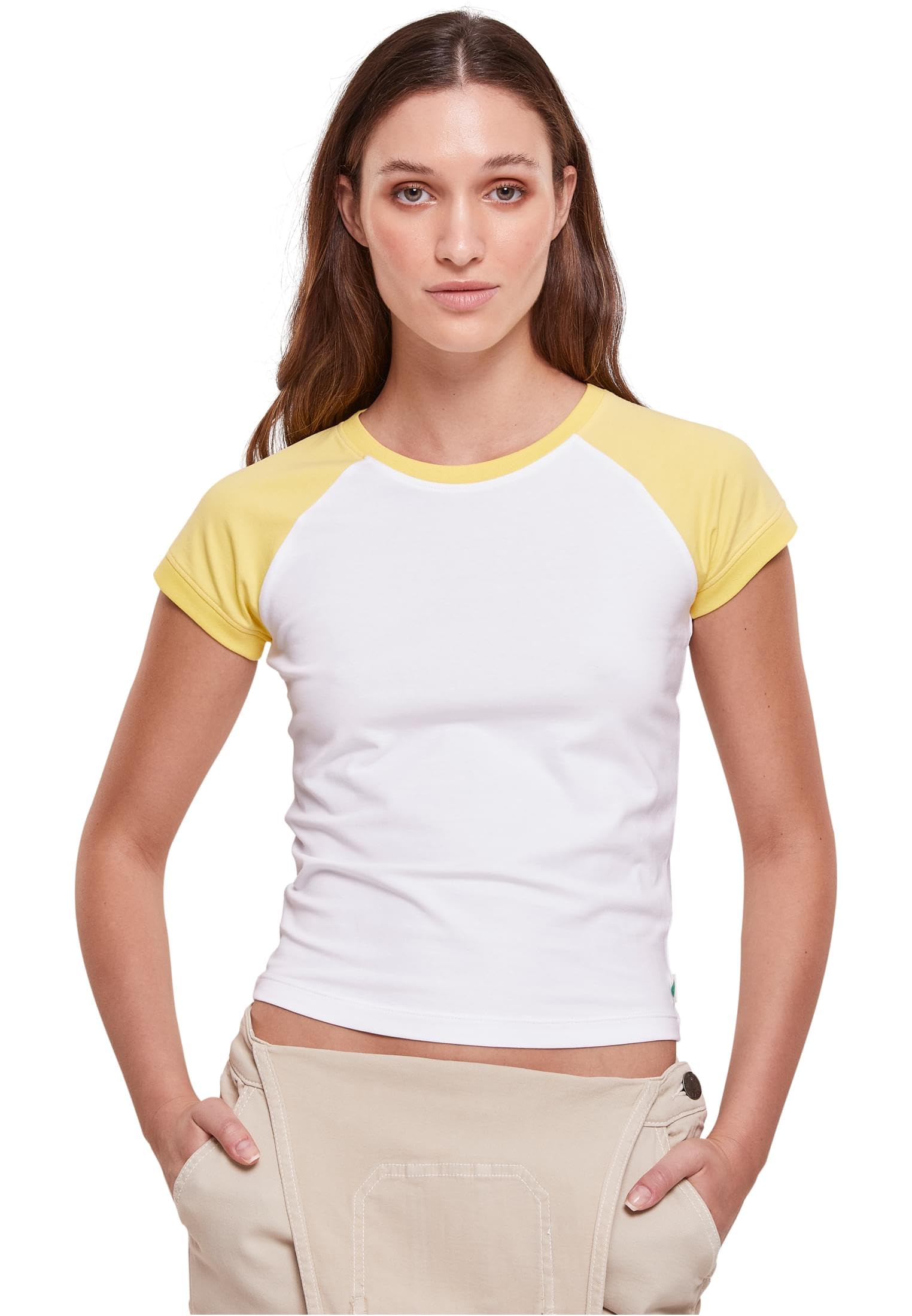 Urban Classics Women's Blanc Retro T-Shirt Court Stretchy Organic