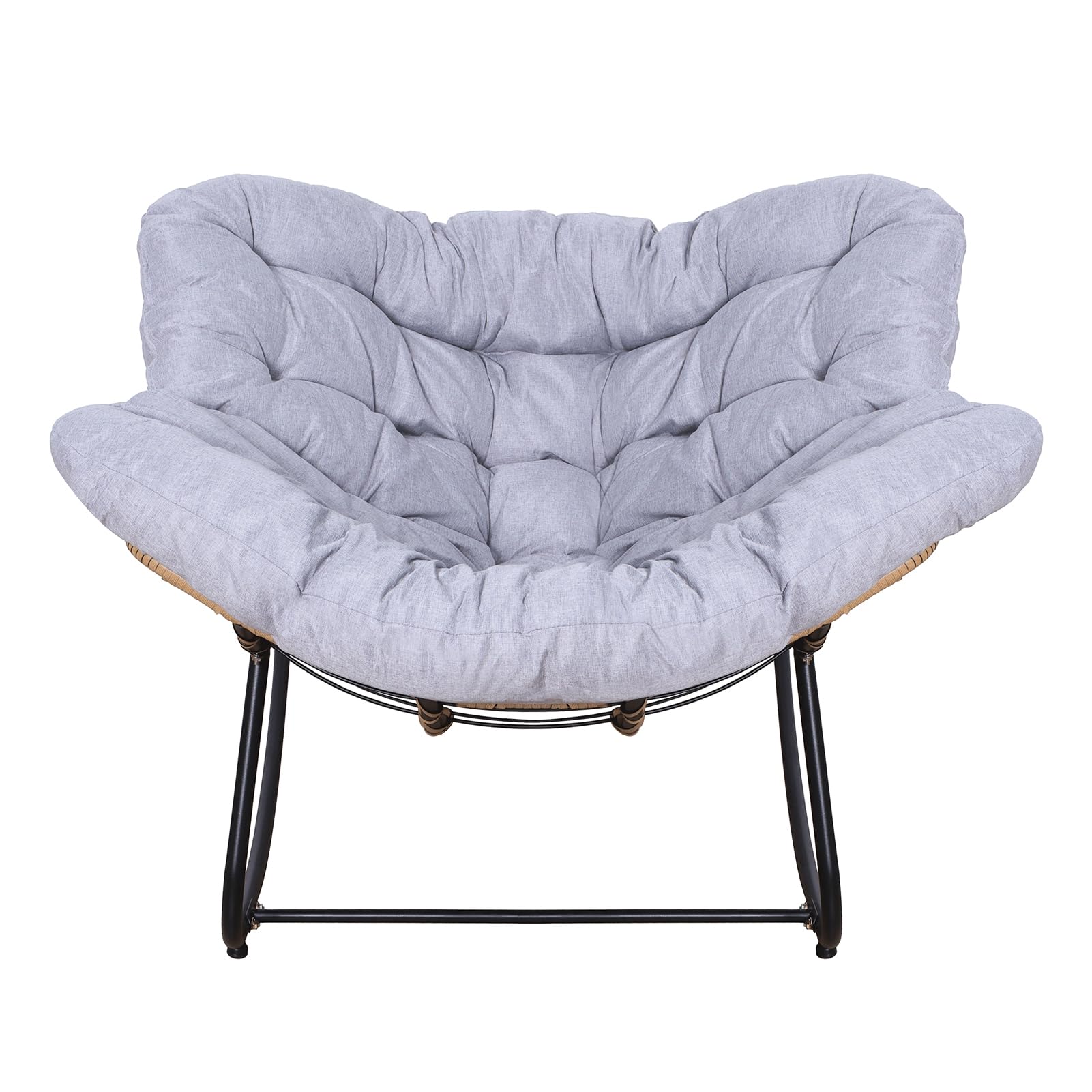 Rocking Chair,Grand patio Rocking Chair,Patio Comfy Reading with Oversized Cushion, Indoor Recliner Wide for Balcony, Front Porch, Garden, Living Room, Grey