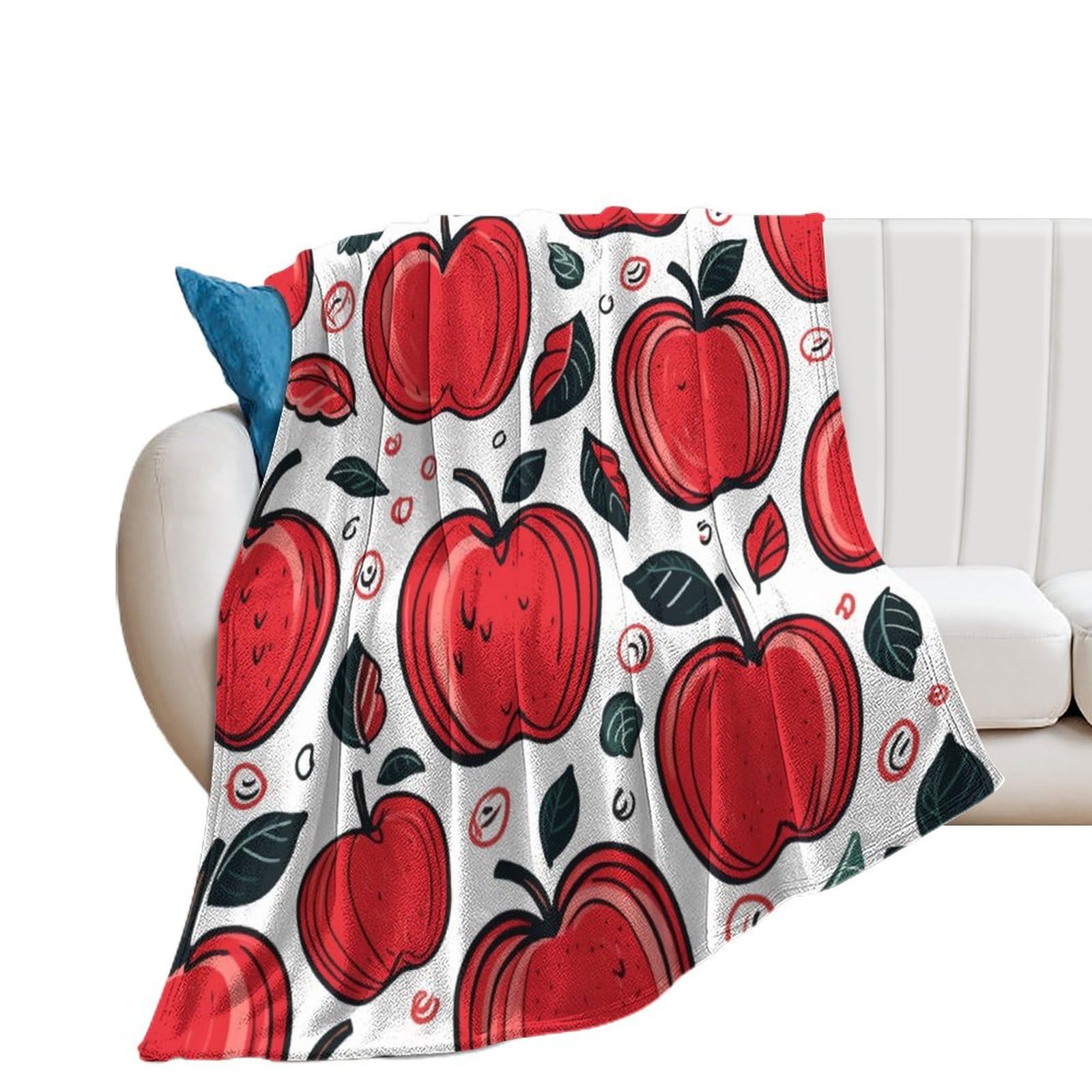 HighonHi Throw Blanket Cute Welcome Country Apple Fruit Plush and Warm Fleece Blanket Apples Harvest Decorative Flannel Blanket for Winter Bedding