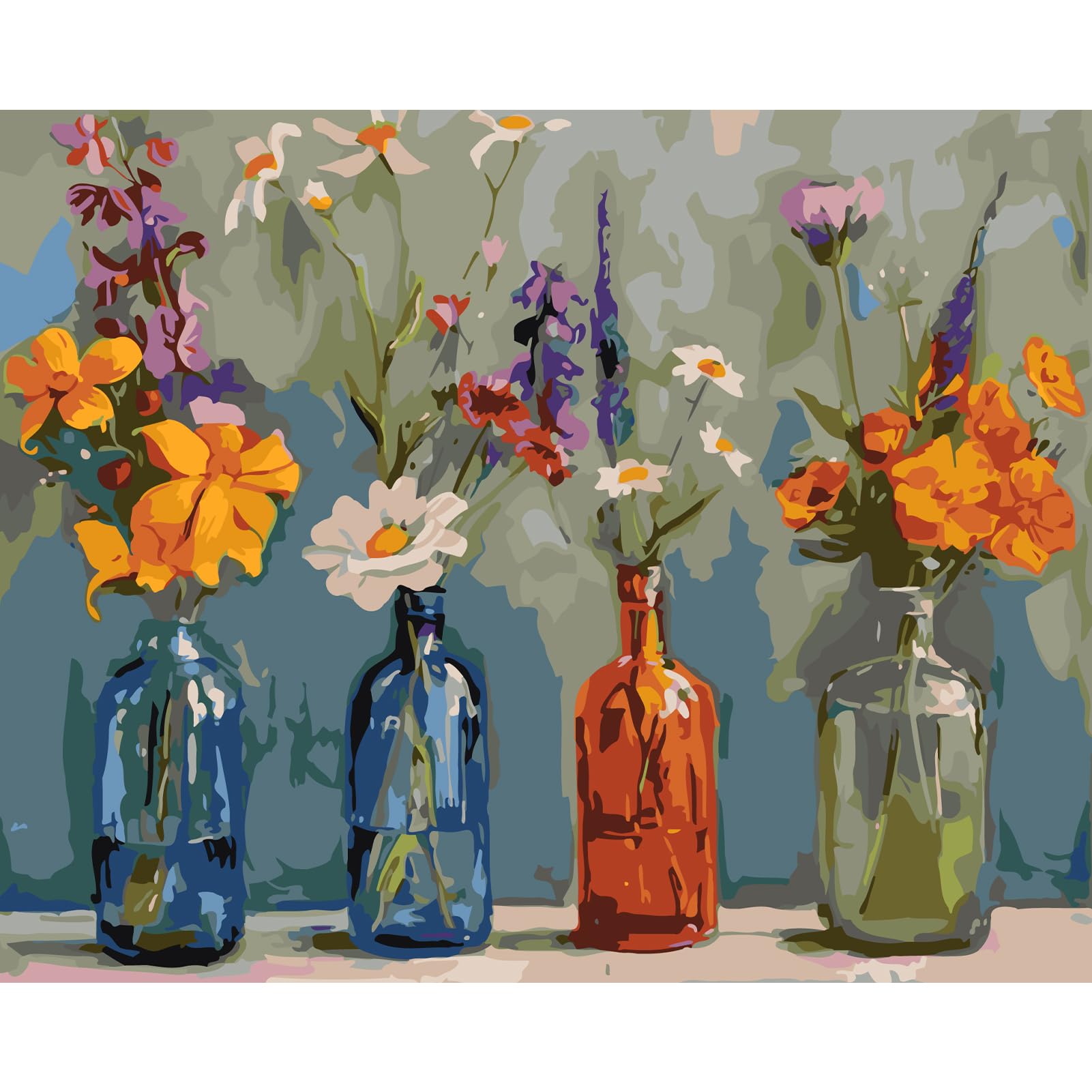 JATOK Paint by Numbers Kits for Adults, Painting Kits for Beginners On Clear Symbols Colored Canvas, Easy DIY Acrylic Pigment Drawing Paintwork for Home Wall Decor, 16x20in Frameless, Flower