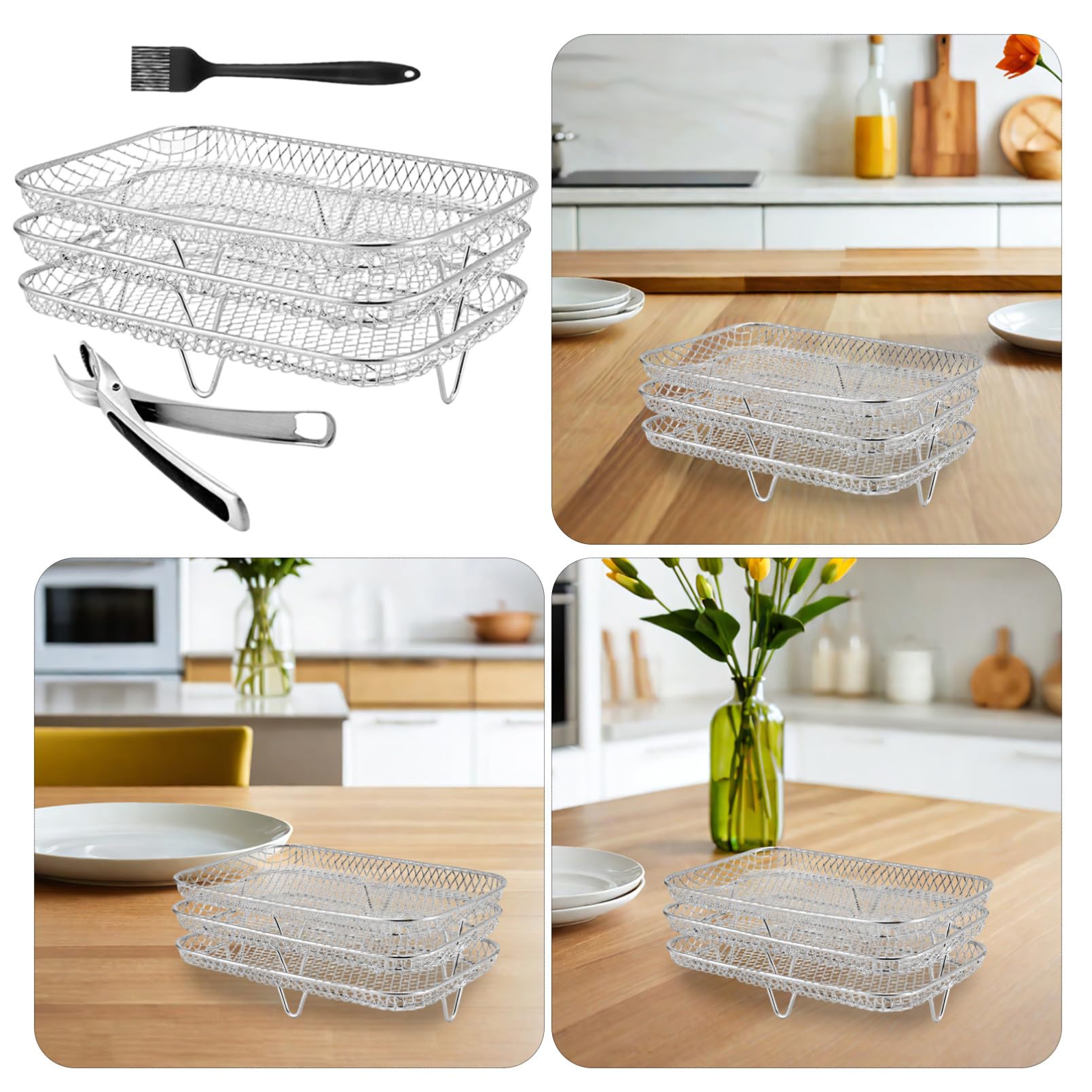 Accessorio per Friggitrice ad Aria a 3 Livelli in Acciaio Inox