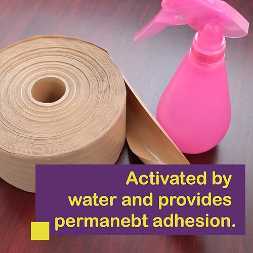 Miniatura 7 de ATack Cinta de embalaje de papel Kraft reforzada, 2.75 pulgadas x 375 pies de cinta de sellado de cajas de cartón marrón activada por agua para