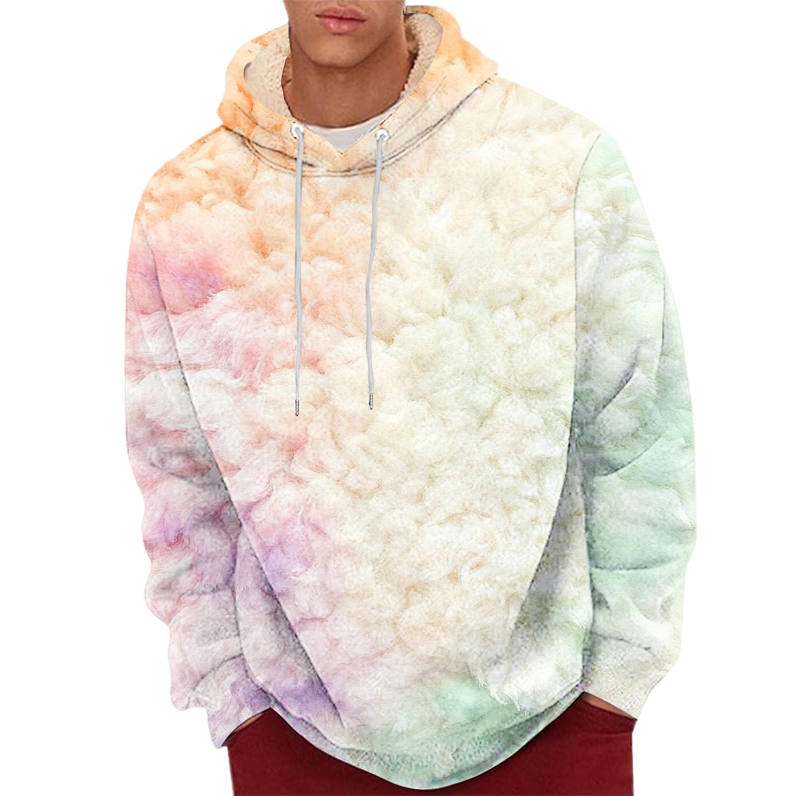 Sudaderas Hombres con Capucha Suéter Casual Estampado para Hombre Top Plateado Manga Larga (Pink, XXL) Ropa De Deporte Oversized Gym Chaqueta Entretiempo Gimnasio Deportiva Deportivo