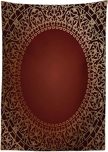 Miniatura 2 de Ambesonne Mantel granate marco vintage con motivos orientales arte tradicional retro clásico mantel rectangular para comedor cocina 60 x 84 pulgadas