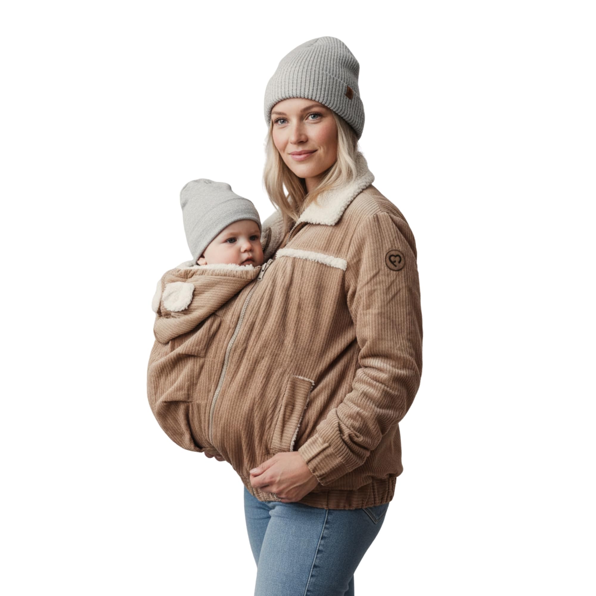 fun2bemum Wendbare Cord-Umstands- und Tragejacke 5-in-1 Allwetter-Funktionsjacke für Schwangerschaft, Babytragen & Alltag