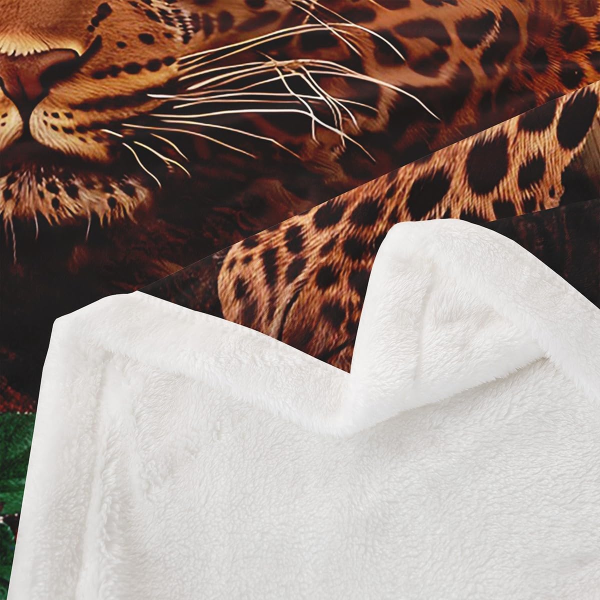 Sunset Fleece Throw Blanket Leopard Plush Blanket for Kids Adult Red Rose Floral Cheetah Print Sherpa Blanket Wild Animal Theme Fuzzy Blanket for Sofa Bed Couch, Luxury Room Decor Throw 50x60 Inch
