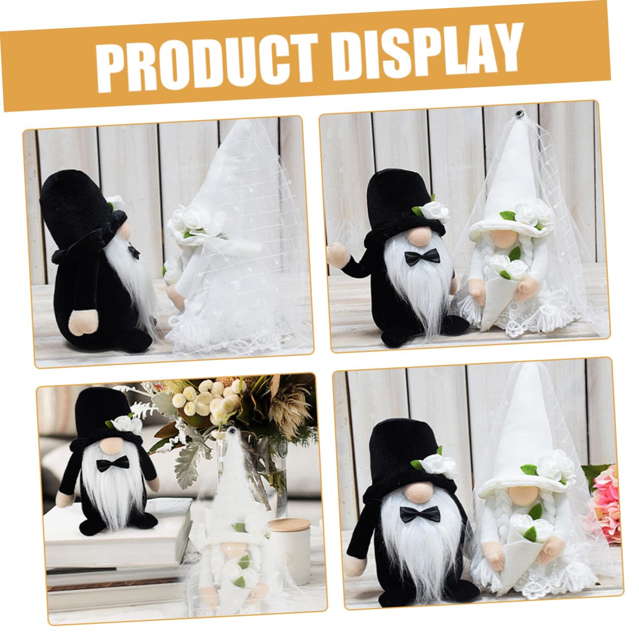 Hemobllo 2 Stück Teiliges Hochzeit Wichtel Deko Faceless GNOME Puppen Braut und Bräutigam Figuren Stehende Plüschornamente für Tisch und Fenster Romantische Hochzeitsdekoration