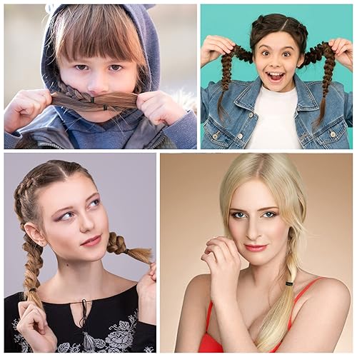 Miniatura 5 de Kanprincess 1000 mini bandas de goma elásticas negras, bandas suaves para el cabello pequeñas para niños pequeños, lazos elásticos para el cabello