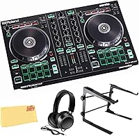 Vista 1 de Roland DJ-202 Paquete de controlador DJ con soporte, auriculares y paño de pulido Austin Bazaar