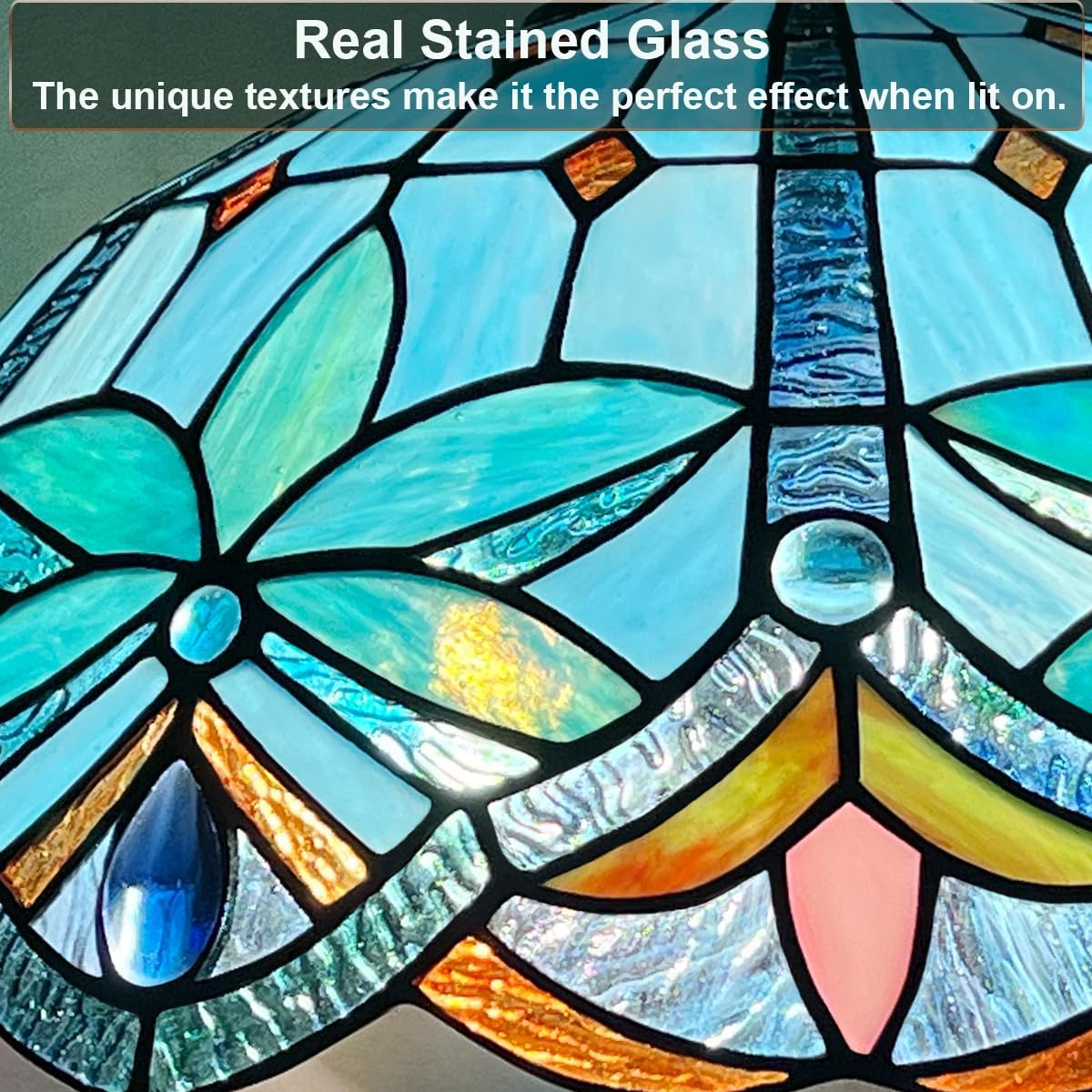 Tiffany Pendant Light Fixtures - Stained Glass Hanging Lamp for Dining Room, Kitchen Island, Bedroom, Study, or Hallway, Vintage-Inspired Decor