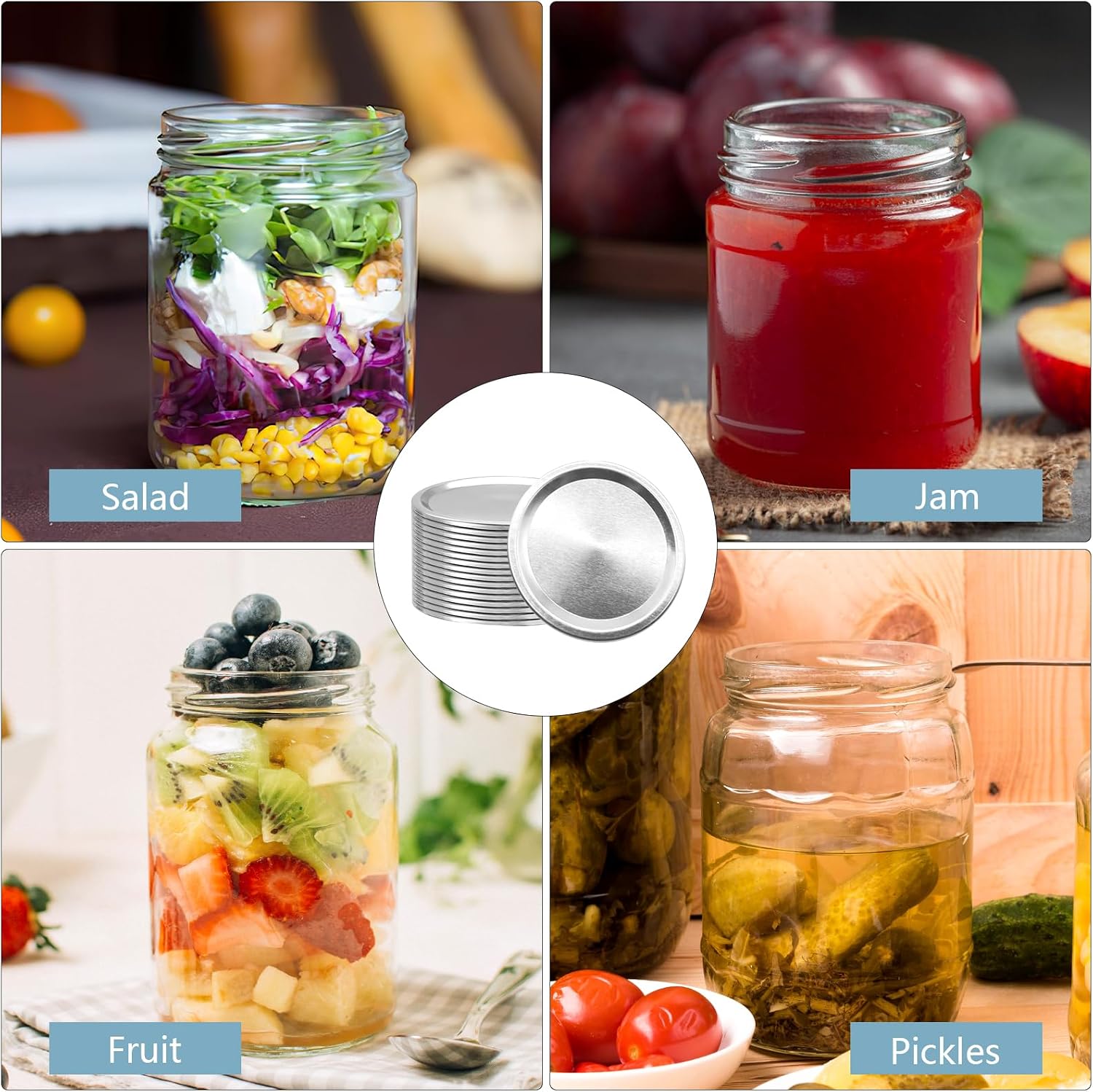 200Pcs 86 MM/3.4 Inch Wide Mouth Canning Lids, Leak Proof Split-Type Metal Canning Jar Lids for Ball Kerr Jar, Food Grade Material,100% Fit & Airtight for Wide Mouth Mason Jar Lids