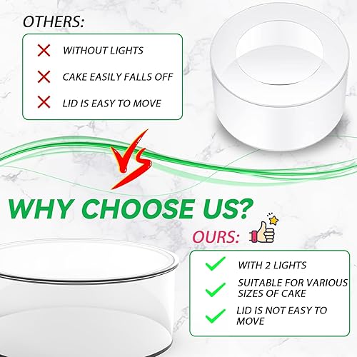Miniatura 5 de LEPump 2 soportes acrílicos para tartas de boda transparentes rellenables de 10 x 4 pulgadas y 6 x 4 pulgadas, caja redonda de 2 niveles con tapa,