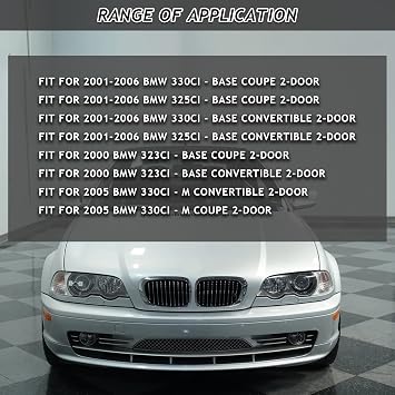 Bewild M-Tech Style Front Bumper Body Kit & Insert Grille Assembly Fit For 2001-2006 BMW E46 325Ci 330Ci & 2000 323Ci MTECH STYLE Modified Front Bumper Assembly Matte Black